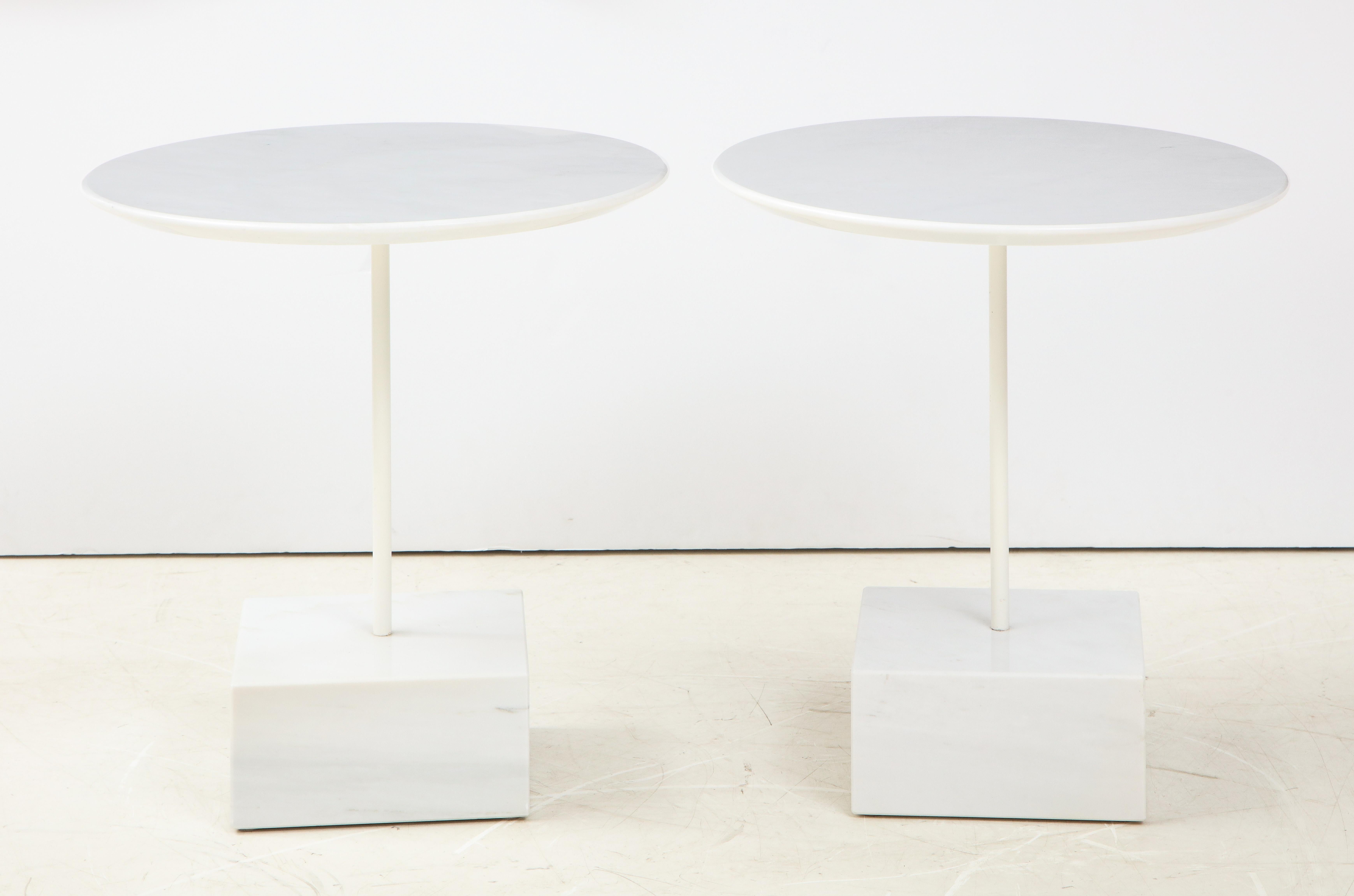 Mid-Century Modern Ettore Sottass Primavera Carrrara Marble Side Tables For Sale