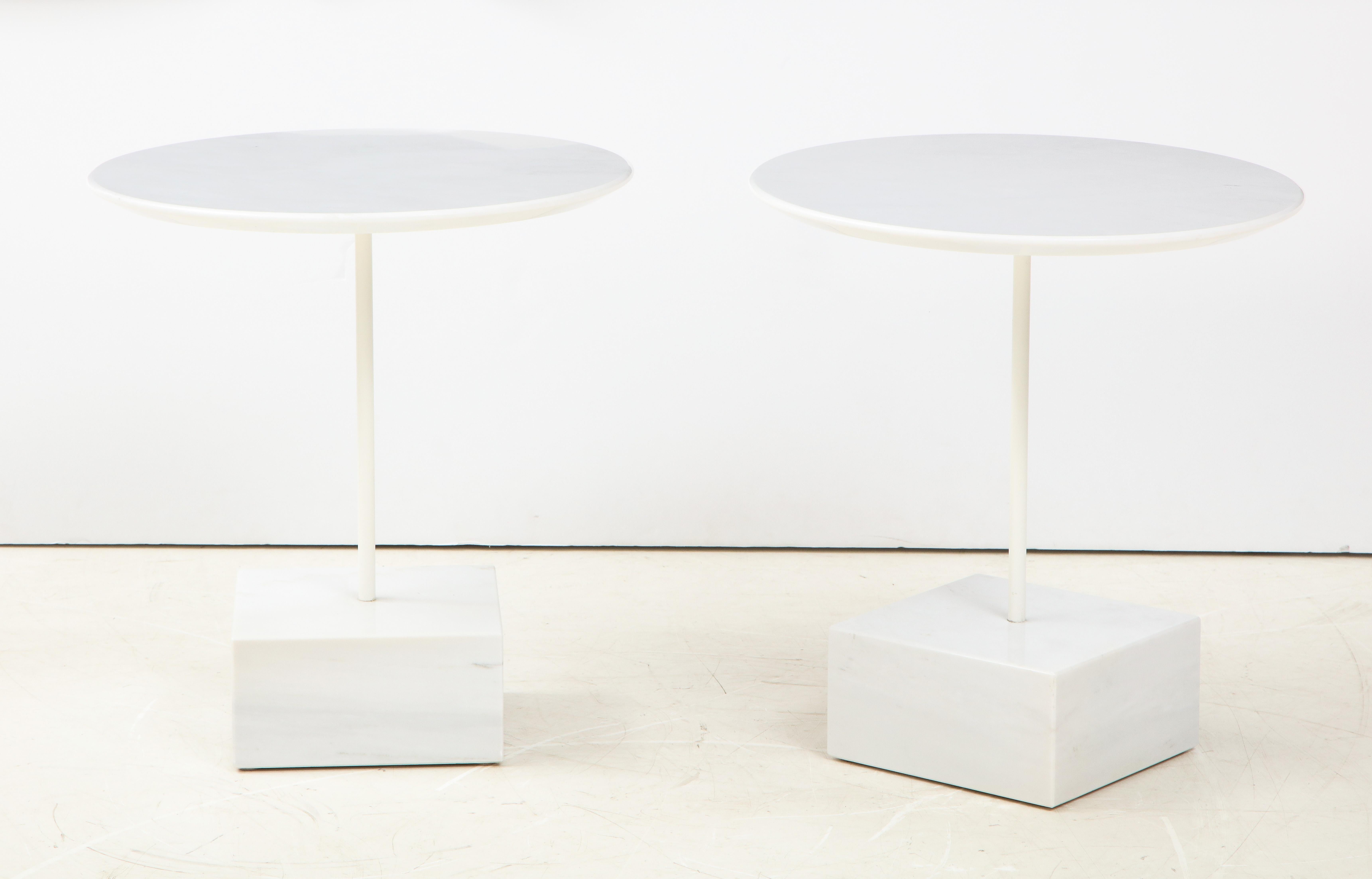 Italian Ettore Sottass Primavera Carrrara Marble Side Tables For Sale