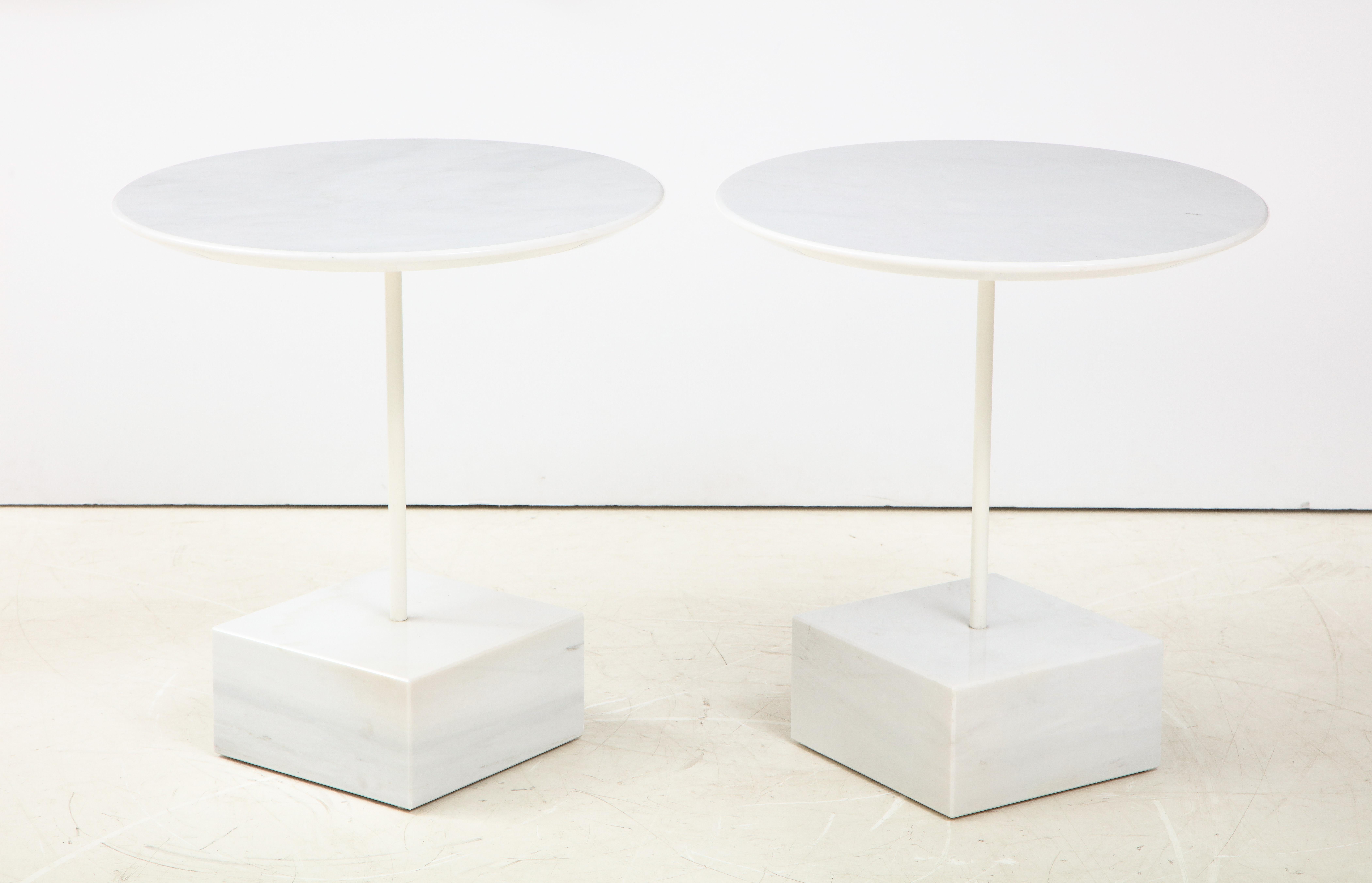 Ettore Sottass Primavera Carrrara Marble Side Tables In Good Condition For Sale In New York, NY