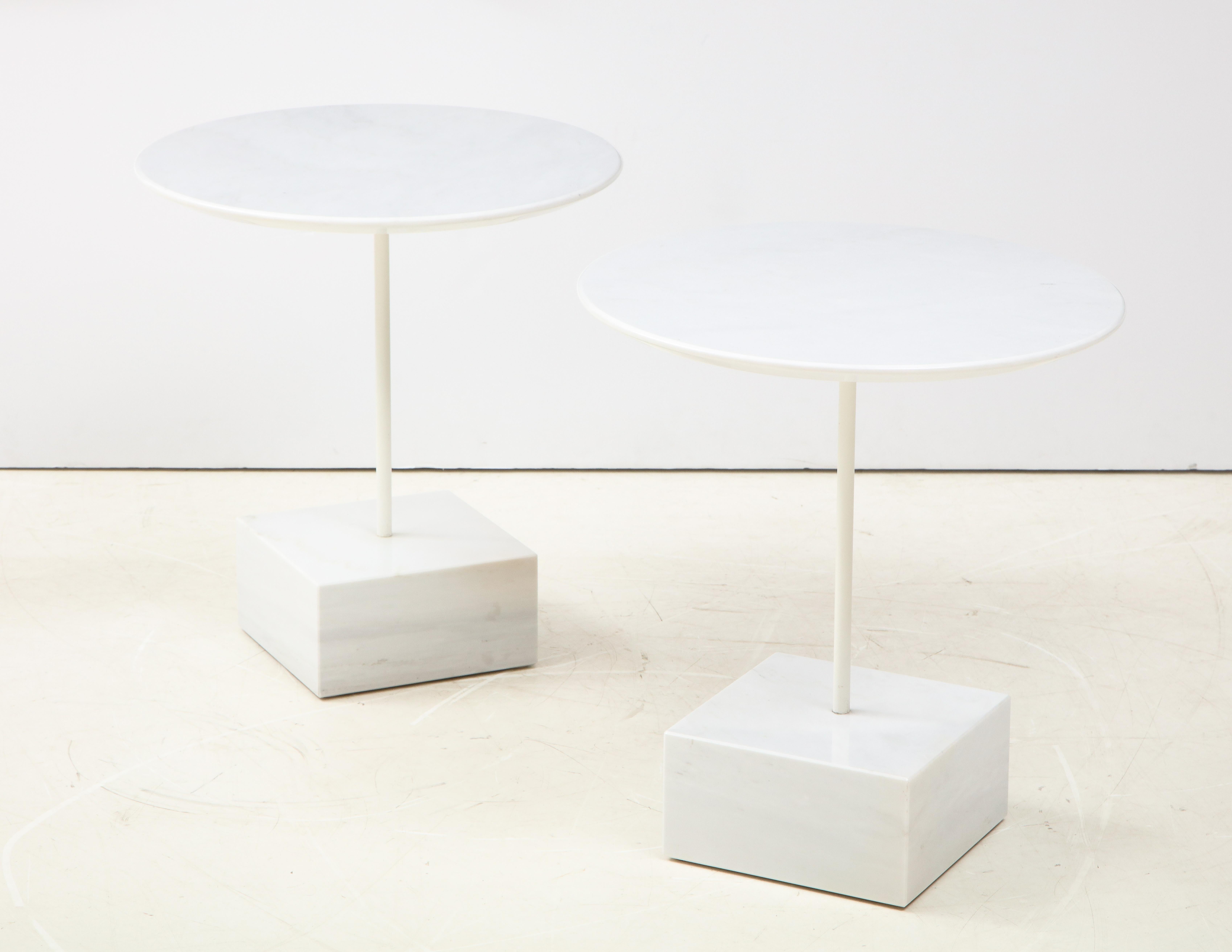 Late 20th Century Ettore Sottass Primavera Carrrara Marble Side Tables For Sale