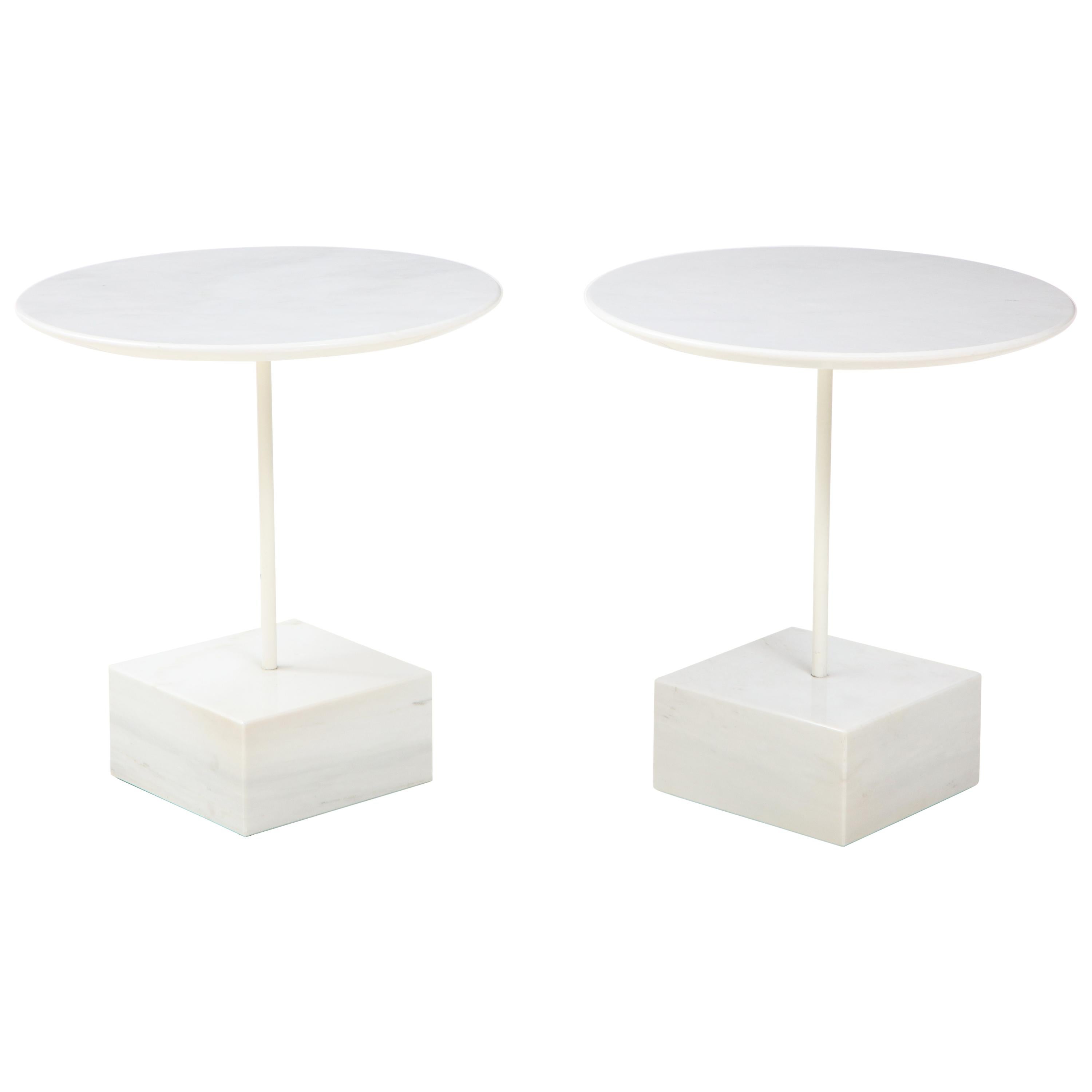 Ettore Sottass Primavera Carrrara Marble Side Tables For Sale