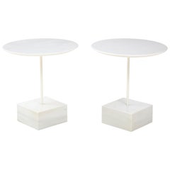 Retro Ettore Sottass Primavera Carrrara Marble Side Tables