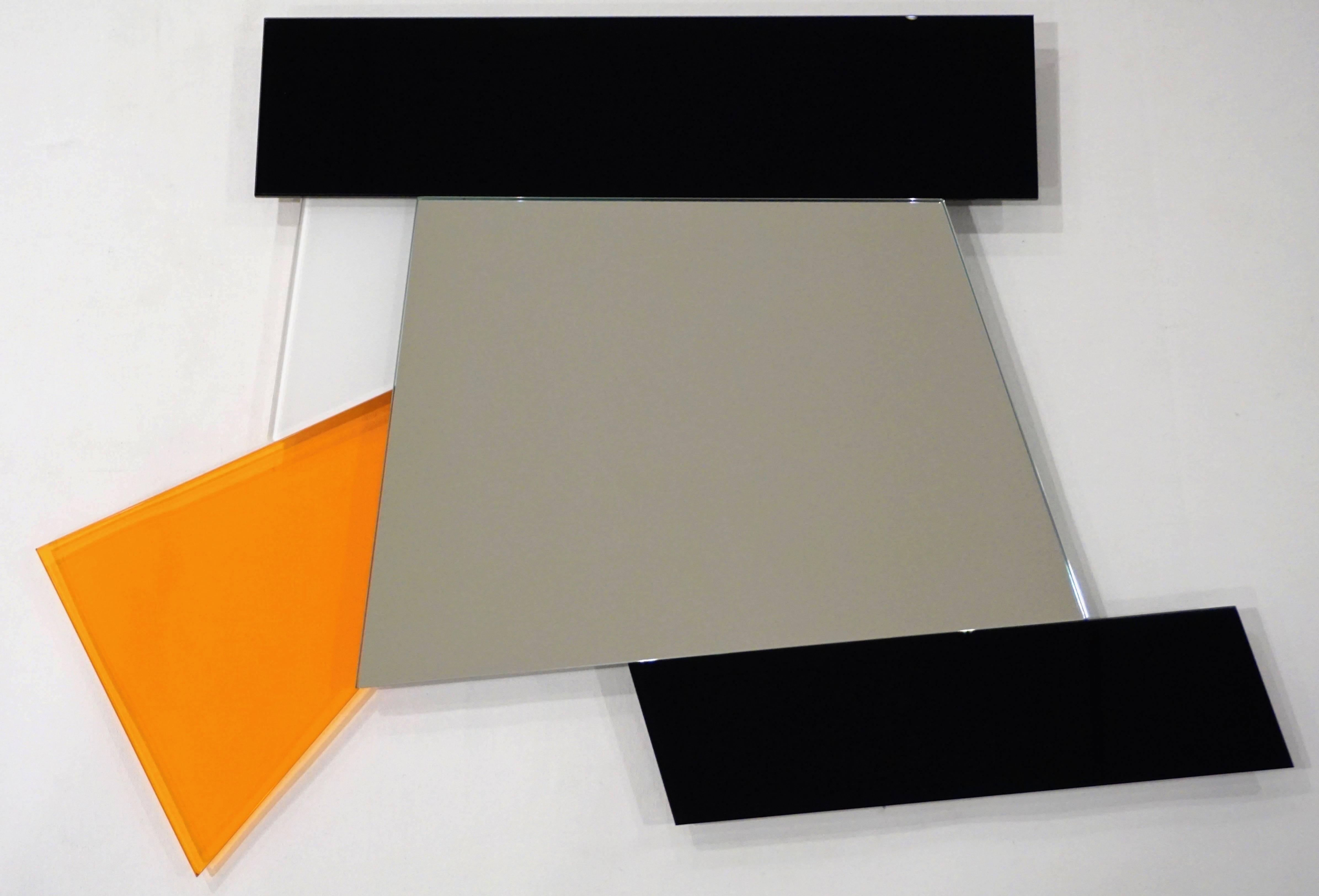 Ettore Sottsass 2007 Post-Modern Prism Black White Orange Mirror for Glas Italia 1