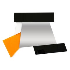 Ettore Sottsass 2007 Post-Modern Prism Black White Orange Mirror for Glas Italia