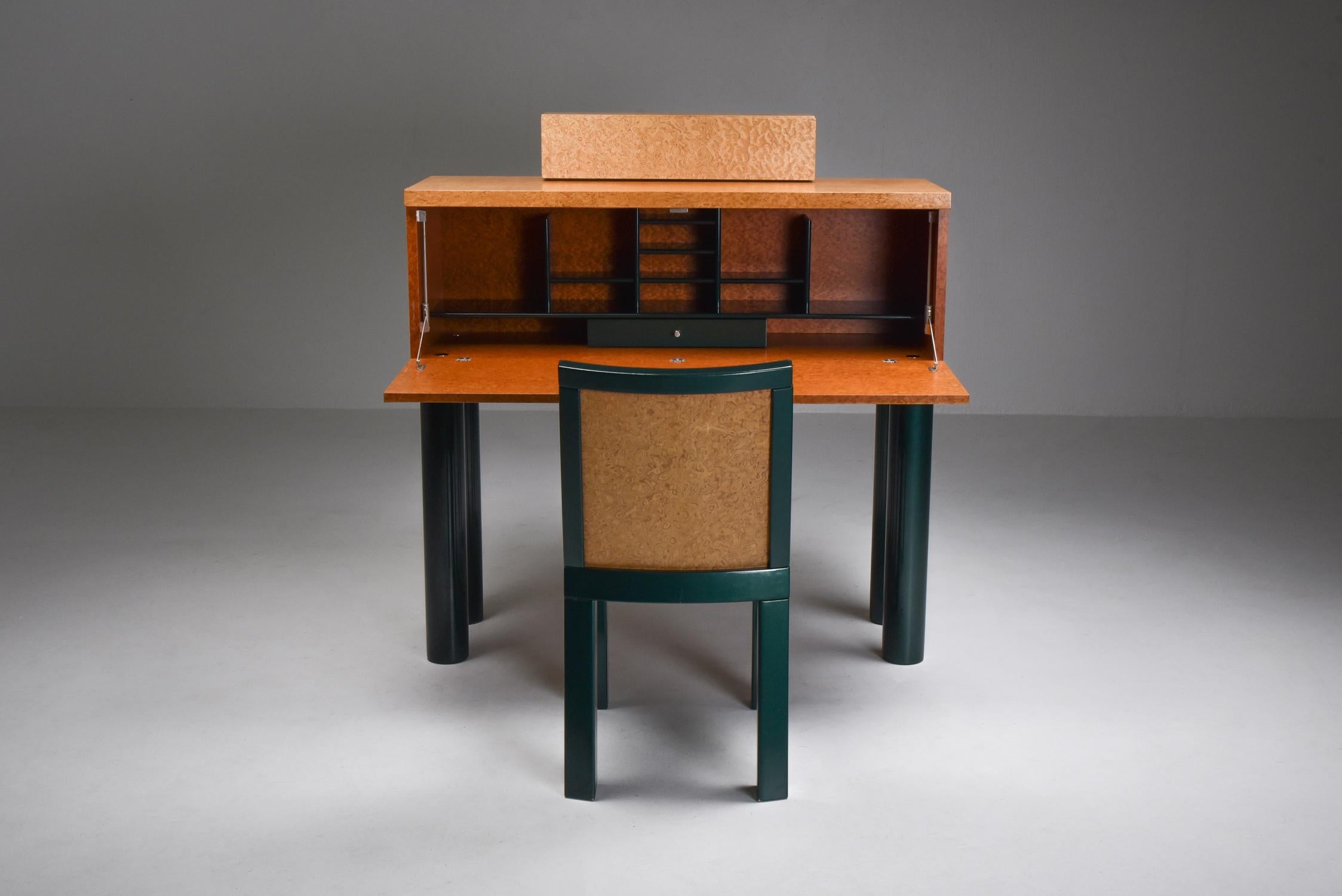 Post-Modern Ettore Sottsass and Marco Zannini Donau Writing Desk and Chair