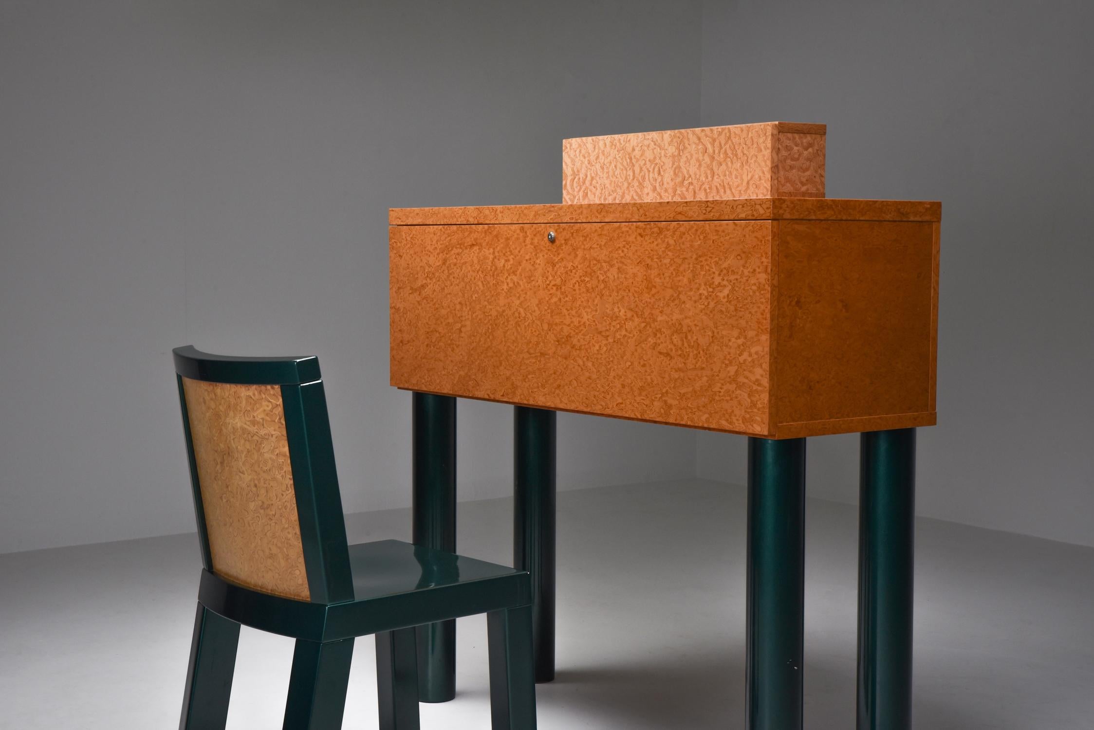 Lacquered Ettore Sottsass and Marco Zannini Donau Writing Desk and Chair