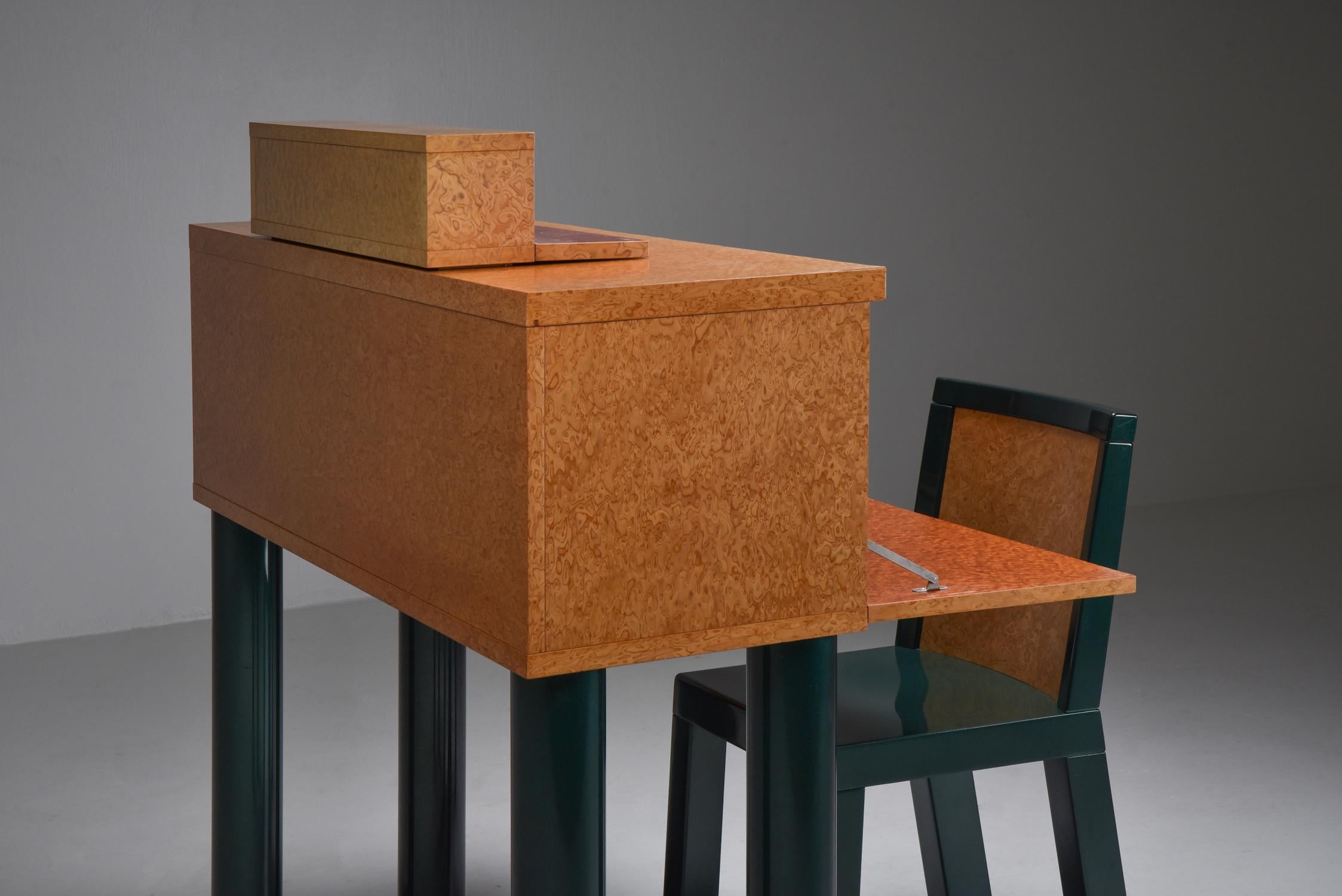 Late 20th Century Ettore Sottsass and Marco Zannini Donau Writing Desk and Chair