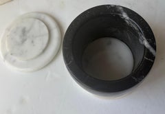 Ettore Sottsass Attb Marble round box/ jewelry/decor , black and white