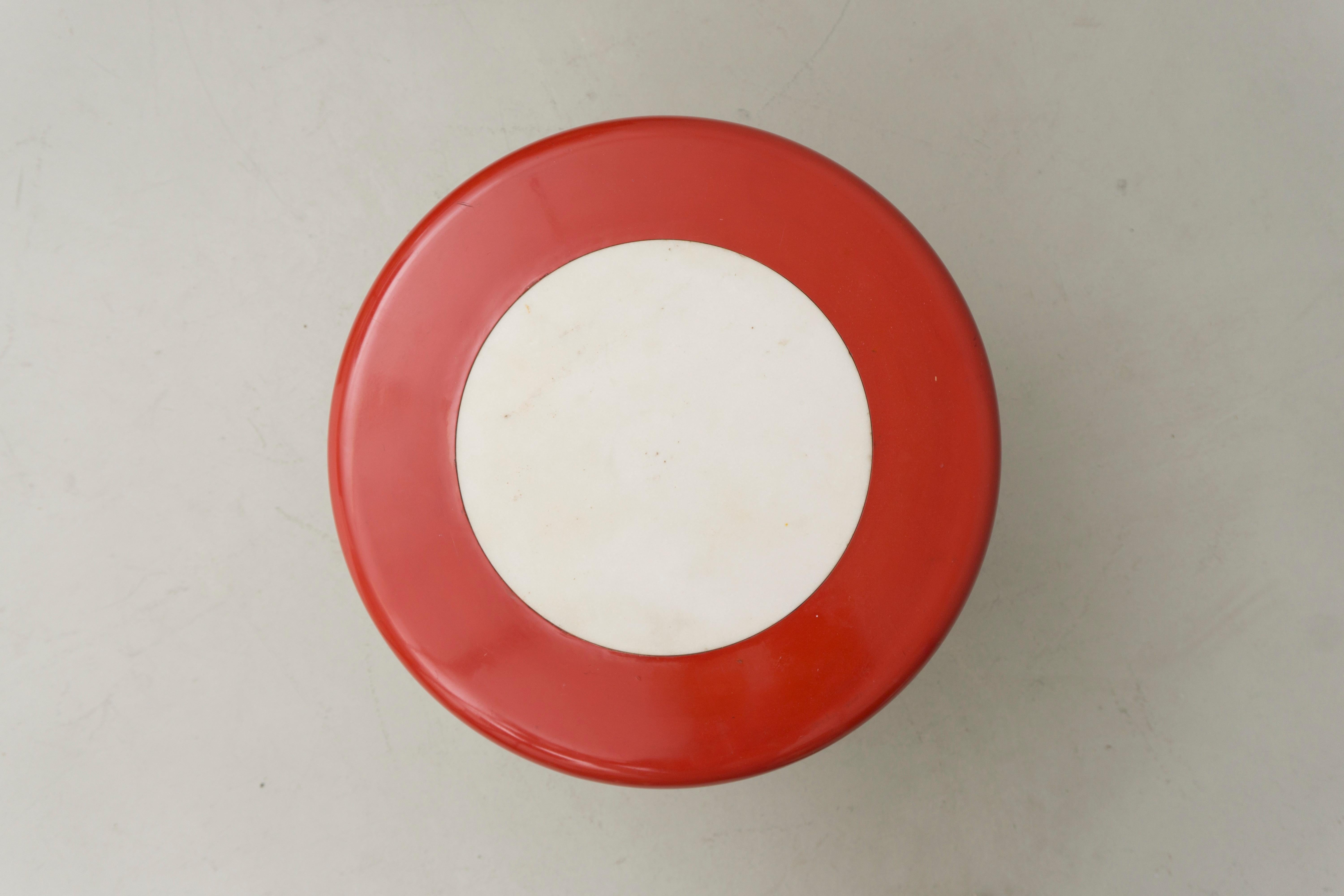 Lacquered Ettore Sottsass Attributed Round, Low Table, Marble and Wood, circa 1985
