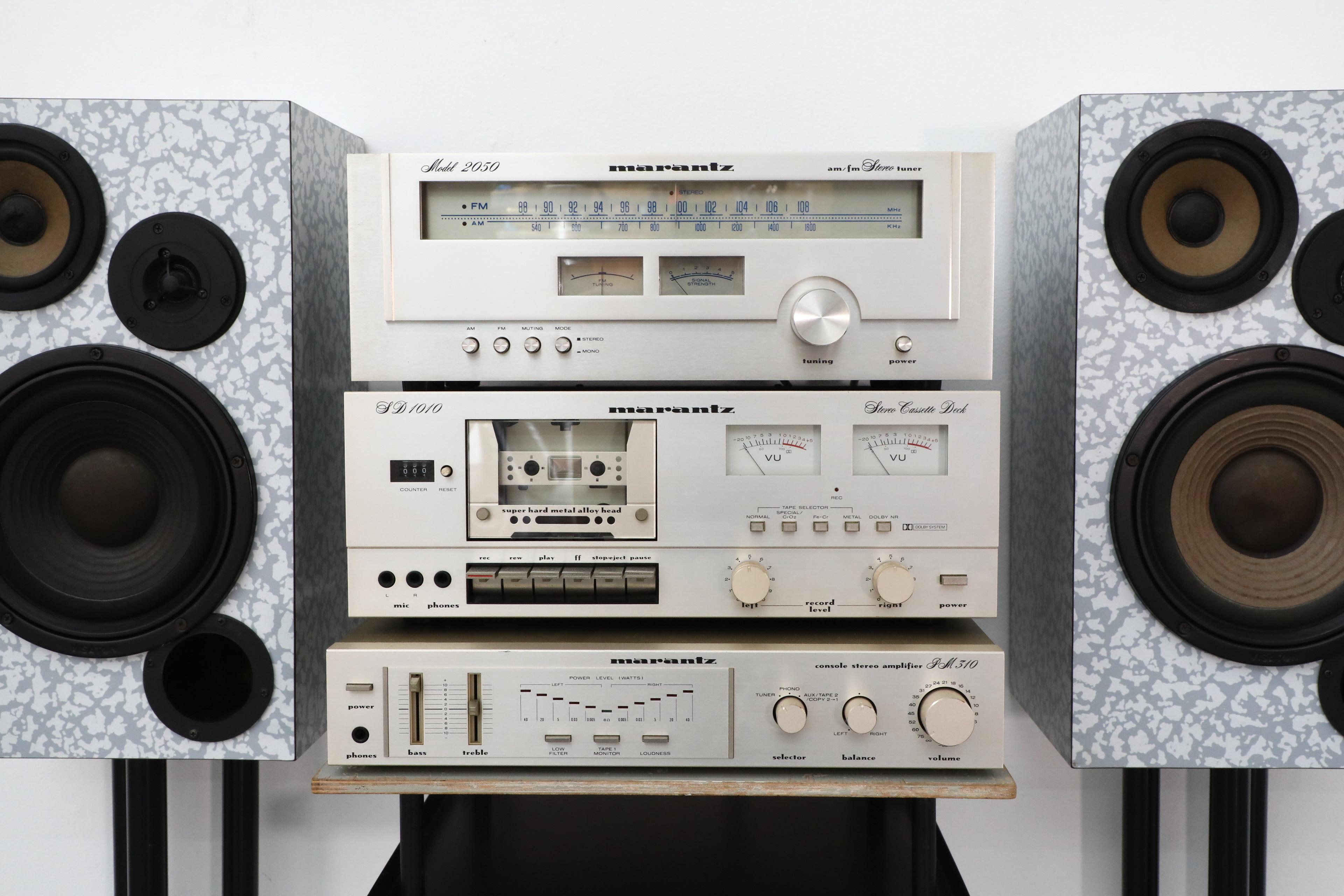 American Ettore Sottsass Attributed Marantz Audio Set; Speakers and Marantz Components