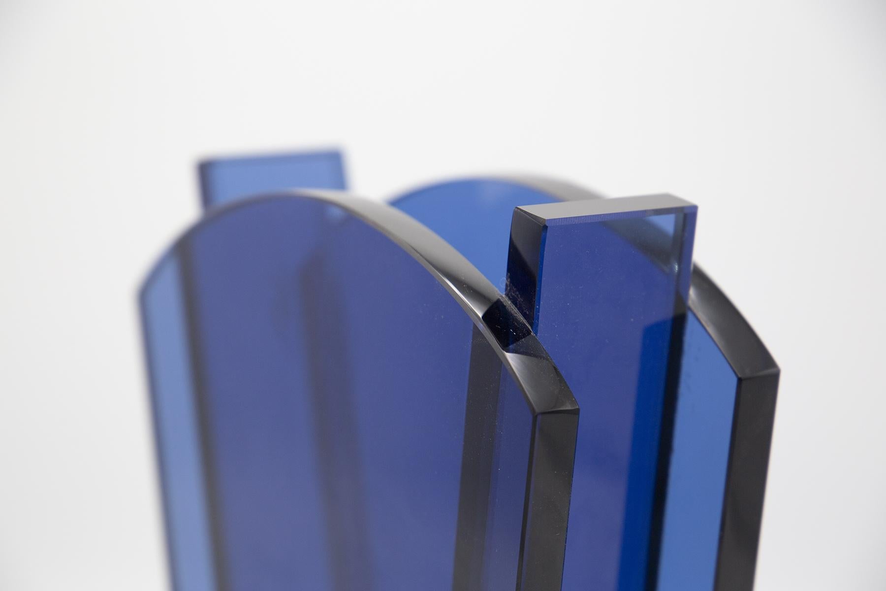 Italian Ettore Sottsass Blue Vase for Fontana Arte 