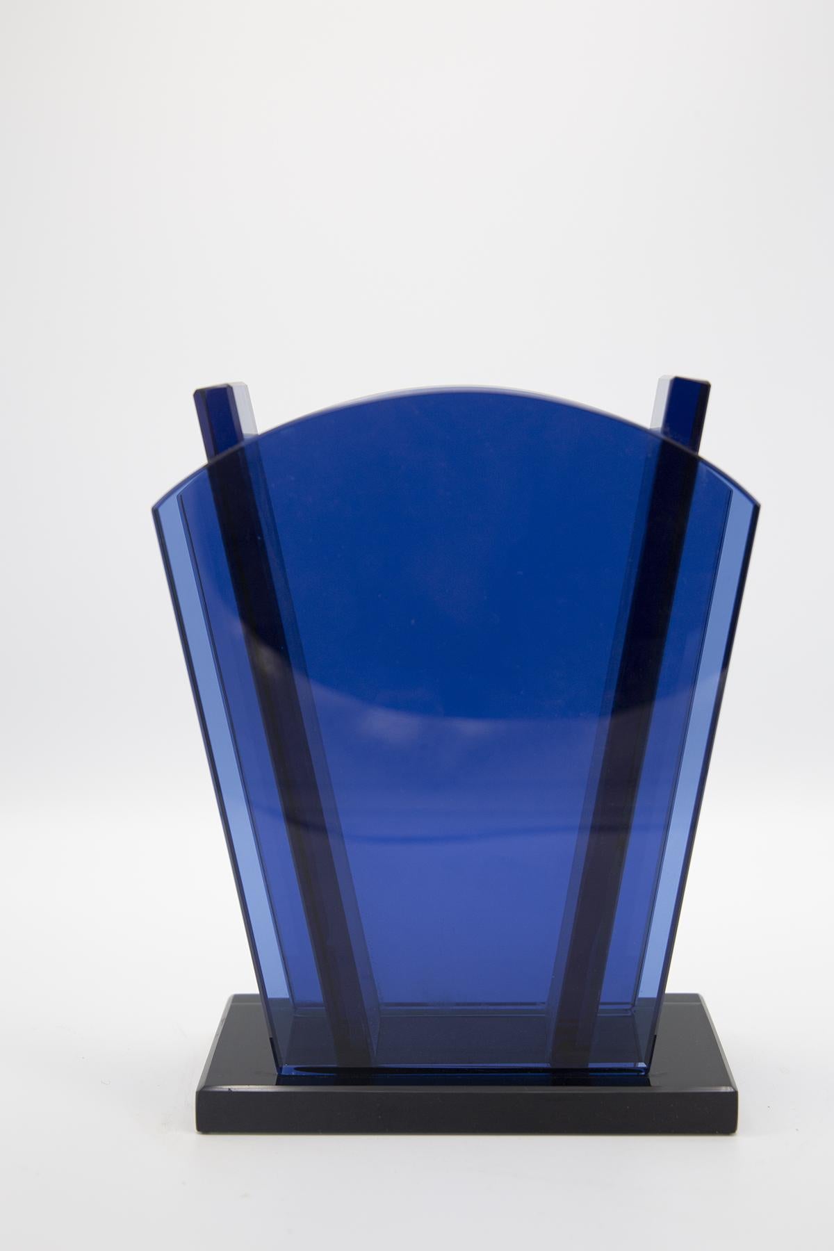 Ettore Sottsass Blue Vase for Fontana Arte  In Good Condition In Milano, IT