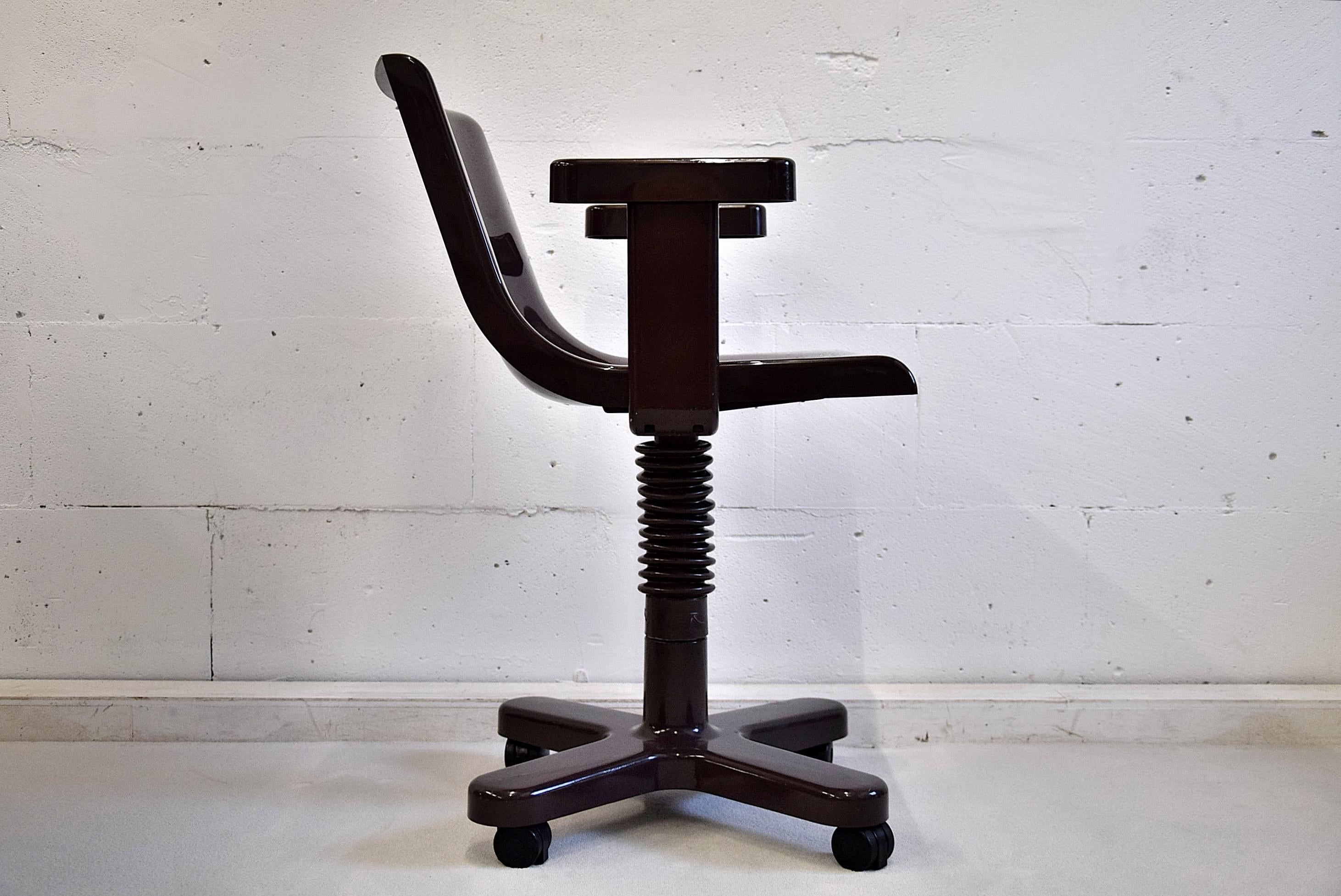 Italian Ettore Sottsass Brown Synthesis Desk Chair for Olivetti, Italy, 1973