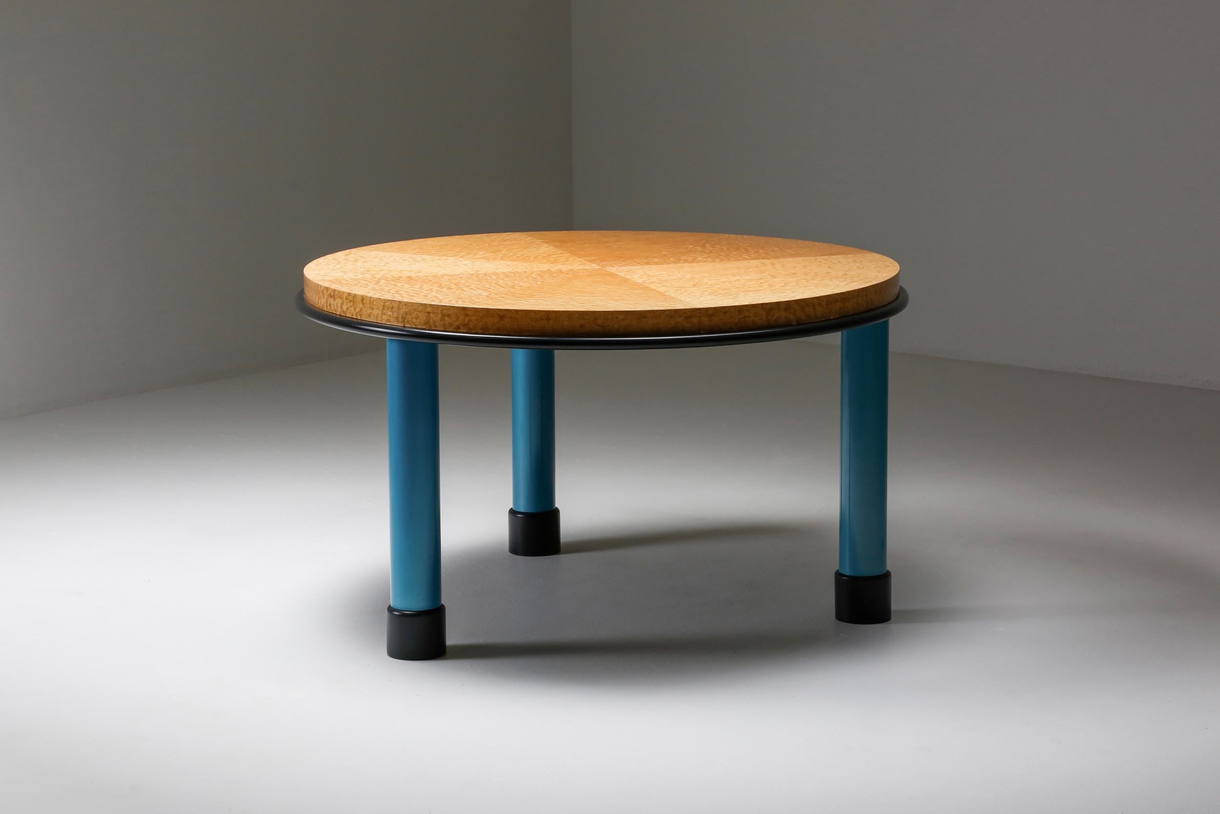 Mid-Century Modern Ettore Sottsass Burl Wood Table Memphis