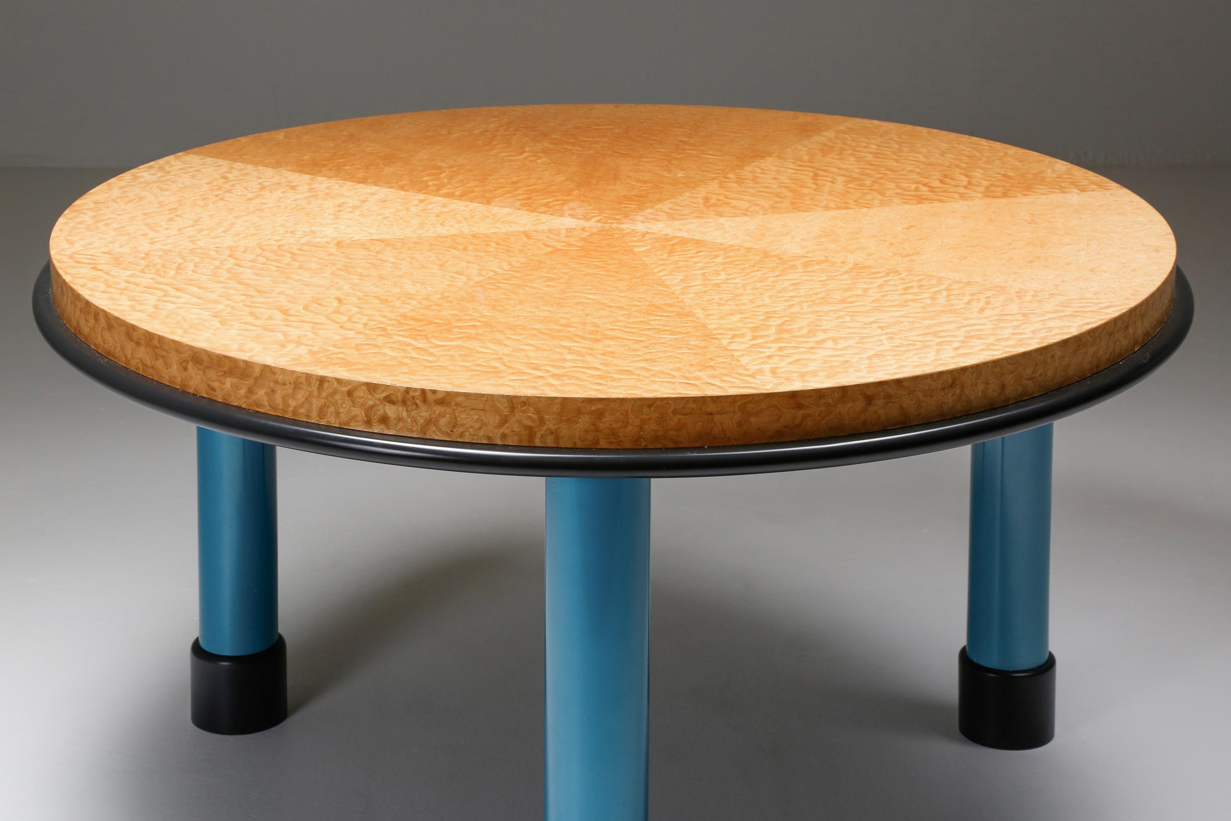 Italian Ettore Sottsass Burl Wood Table Memphis