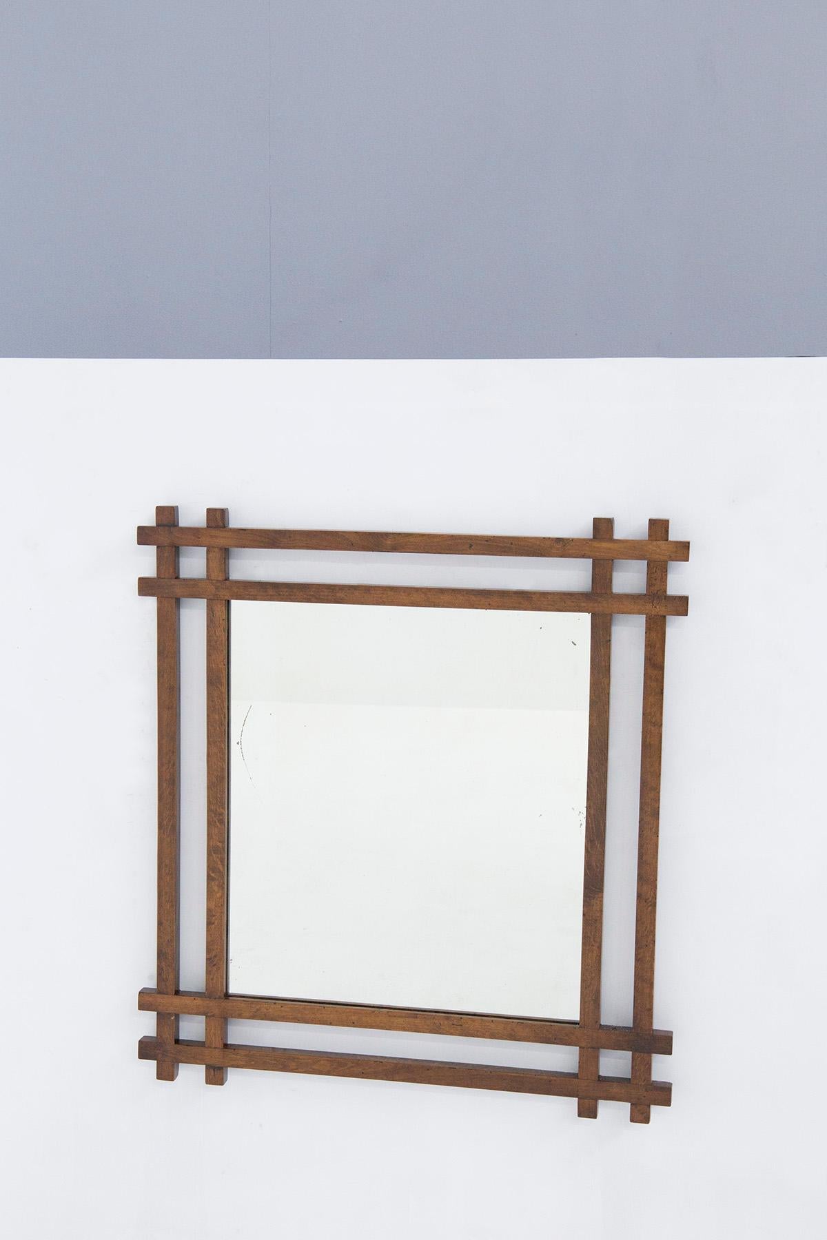 Ettore Sottsass by Wall Mirror in Geometric Wood In Good Condition In Milano, IT