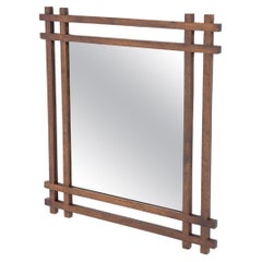 Ettore Sottsass par Miroir mural en bois géométrique