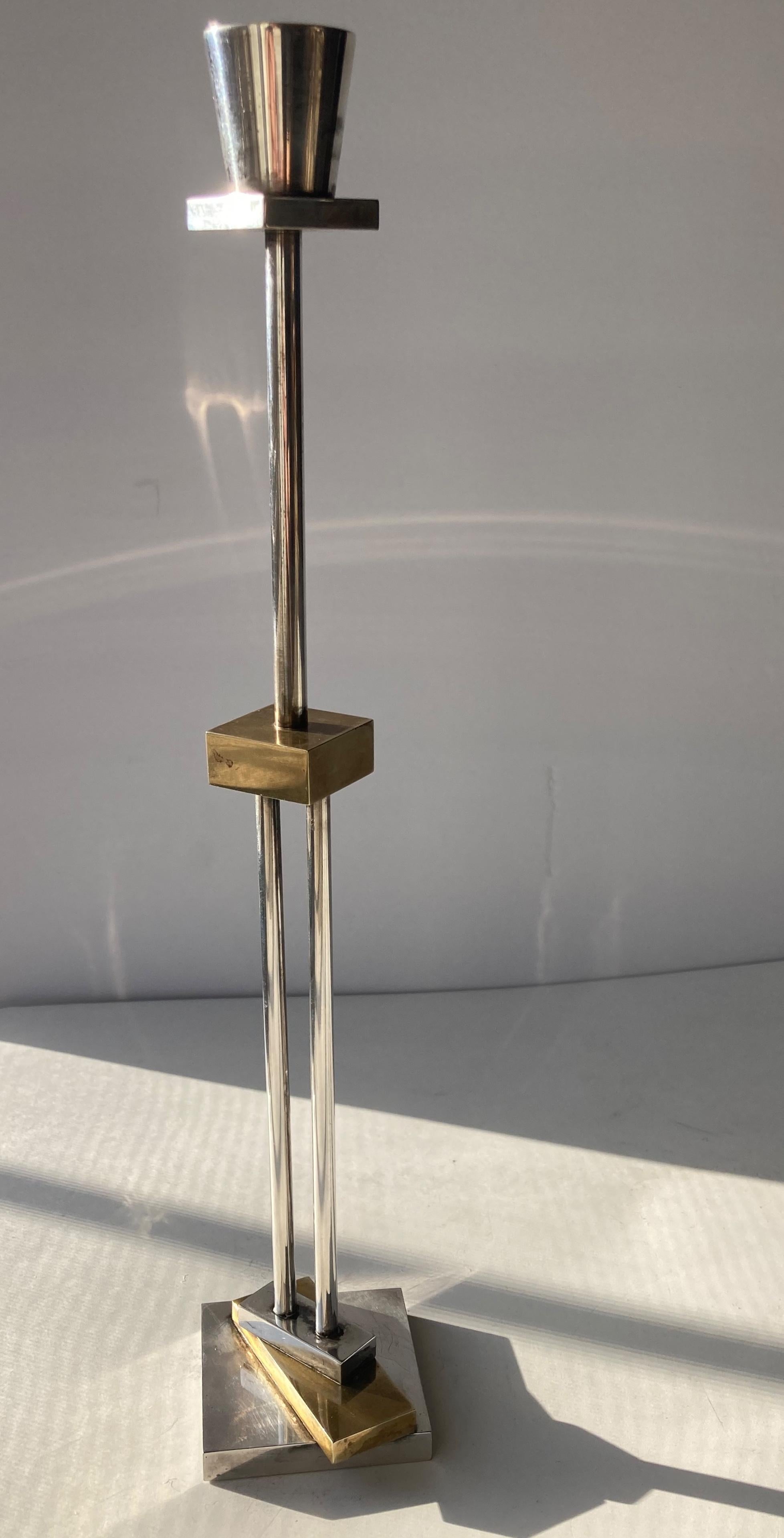 Hand-Crafted Ettore Sottsass Candelstick / Candle Holder, Silver Plate for Swid Powell For Sale