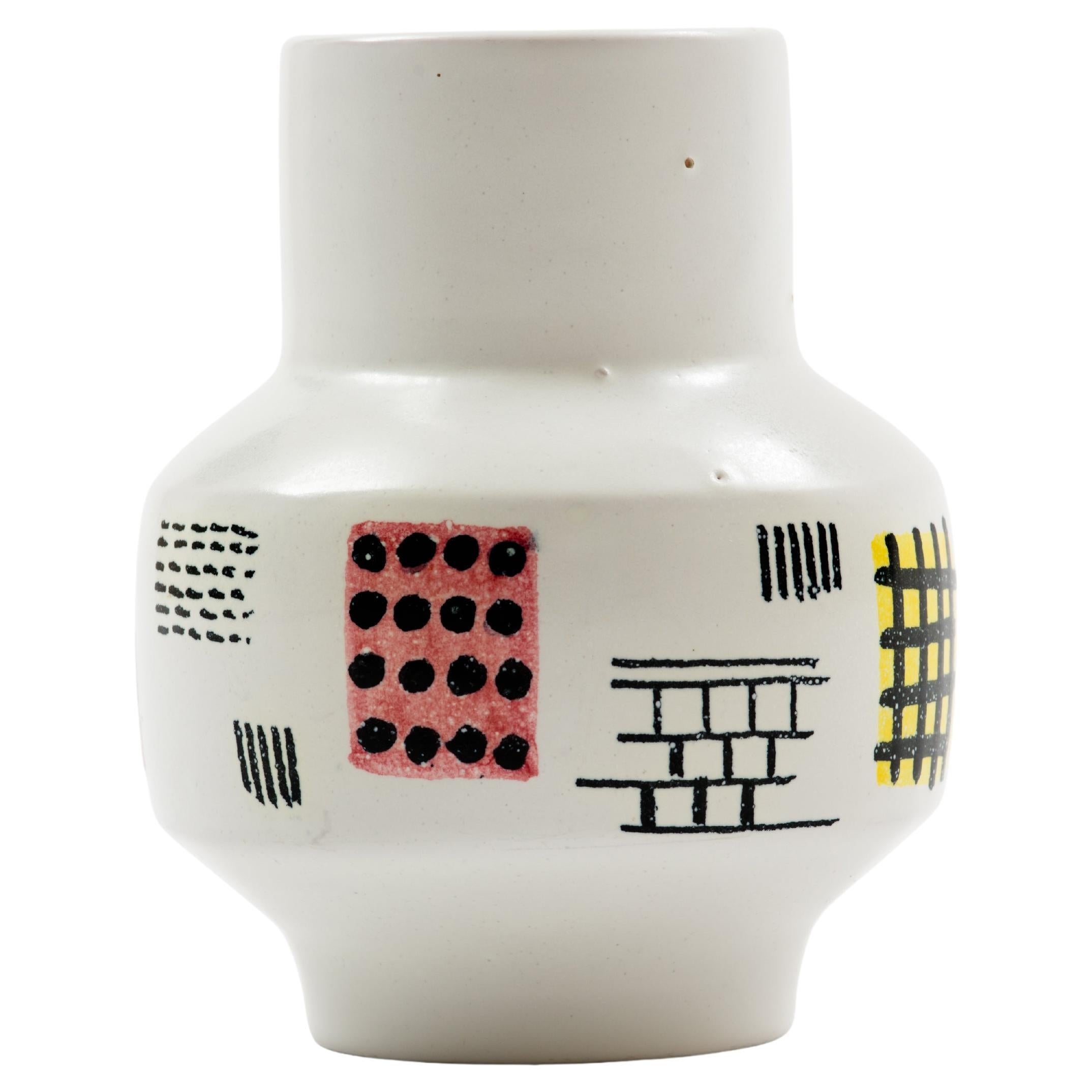 Vaso in ceramica di Ettore Sottsass per Bitossi, motivo Triennale, 1955 in vendita