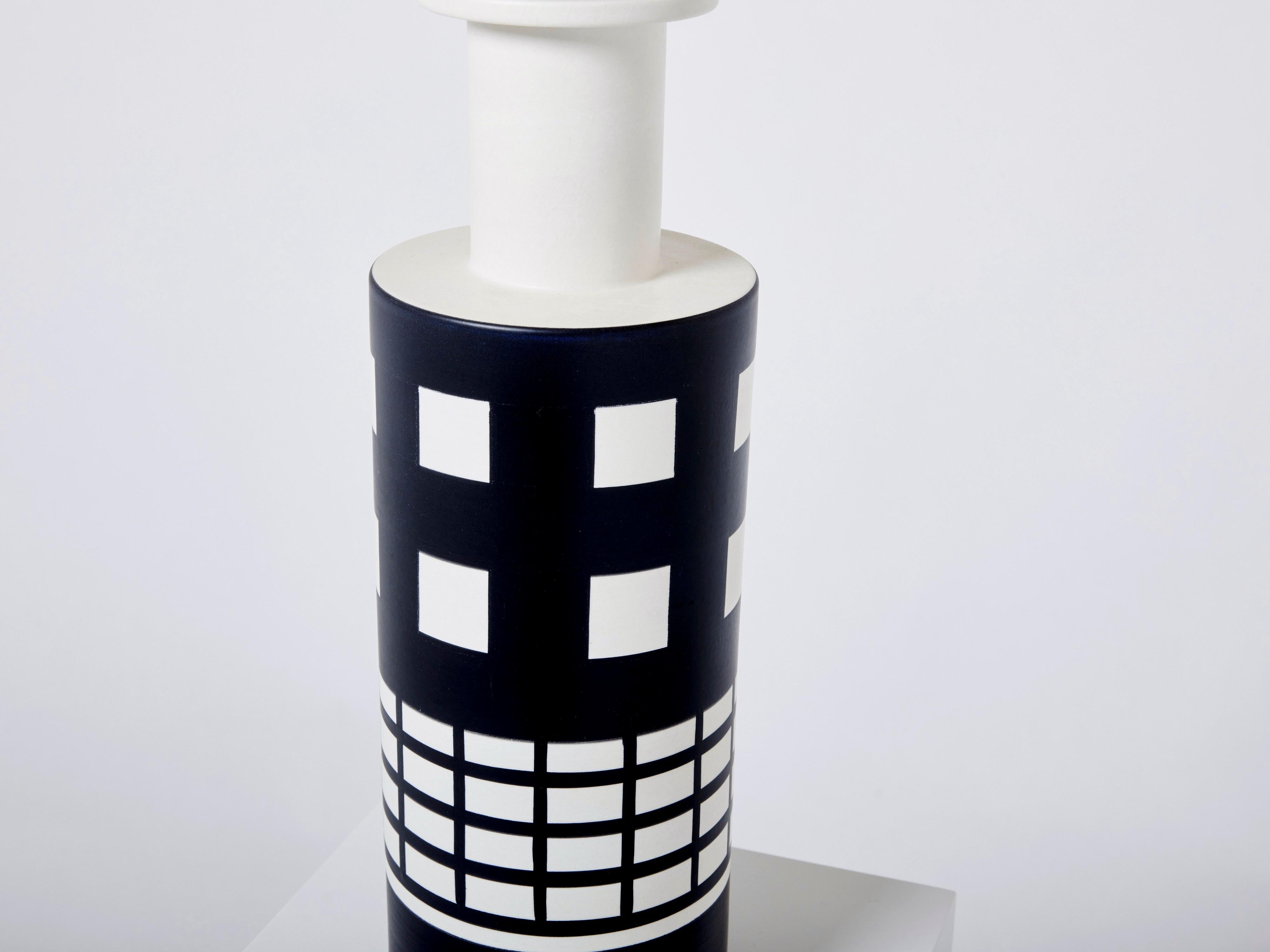 Mid-Century Modern Ettore Sottsass Ceramic Vase Rocchetto for Bitossi First Edition, 1980s 