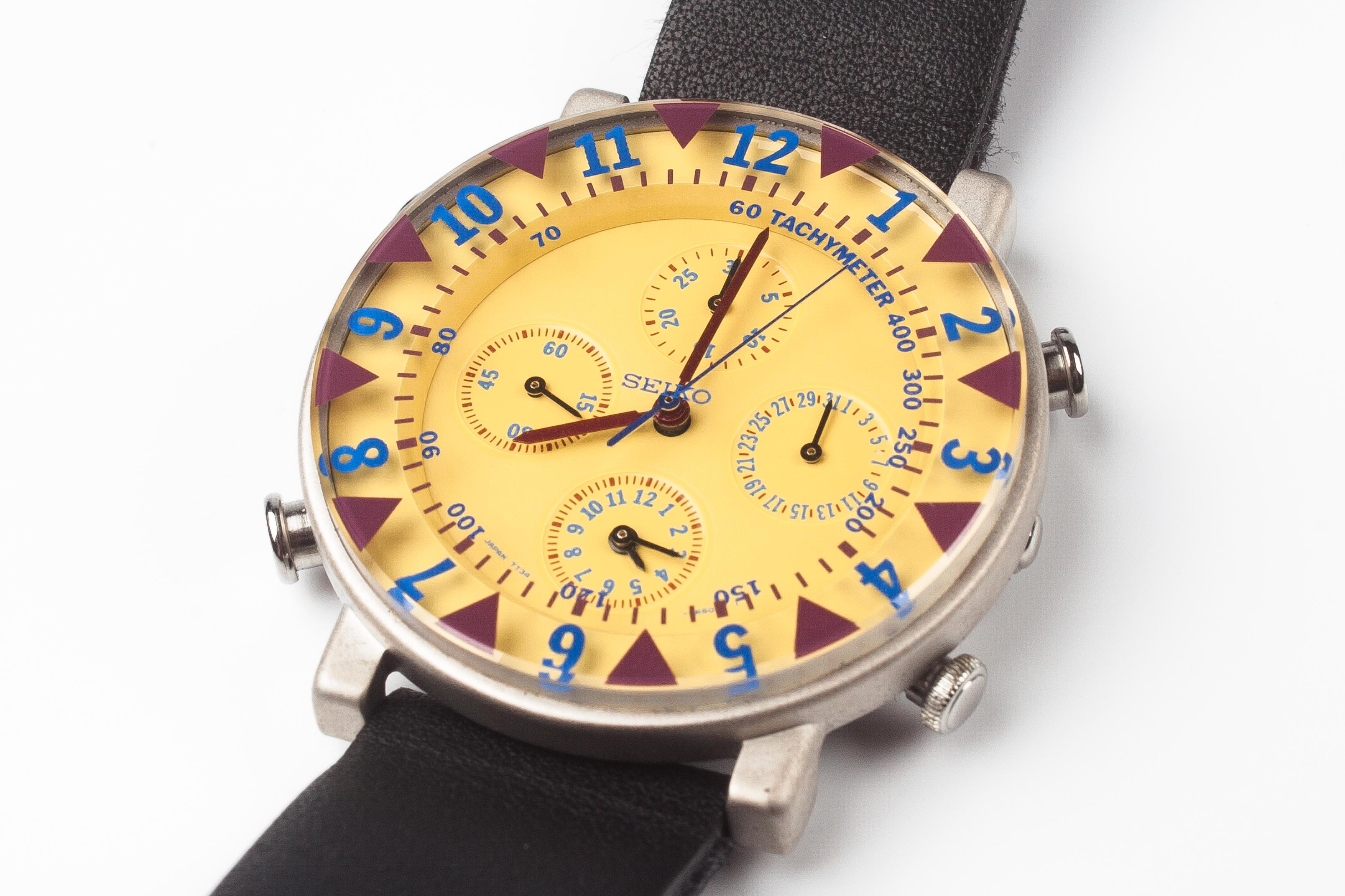 Ettore Sottsass Collection Seiko Chronograph Wristwatch, 1st Ed., Japan, 1993 In Good Condition In Chicago, IL