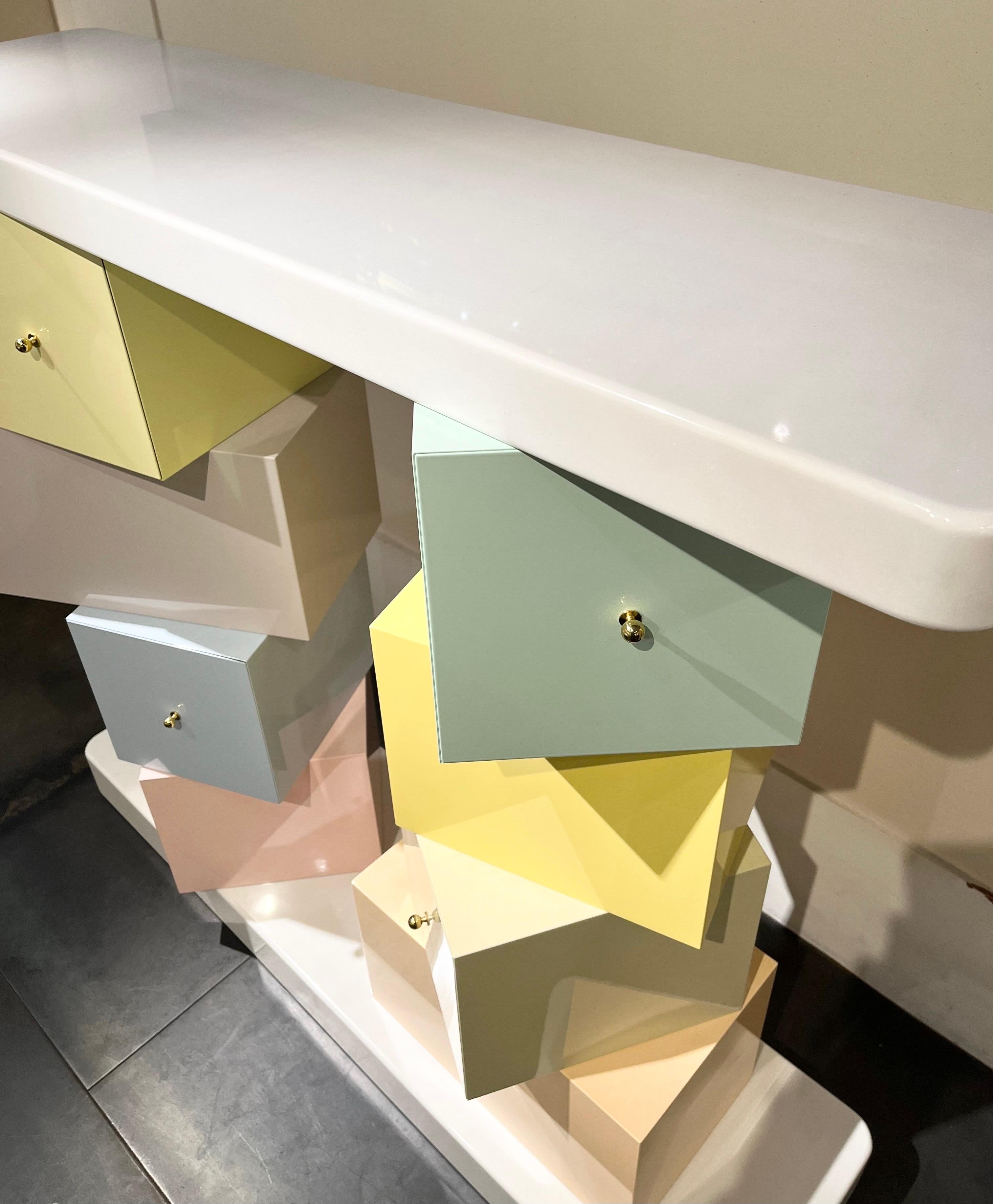 Ettore Sottsass, console cubica Bon état à SAINT-OUEN-SUR-SEINE, FR