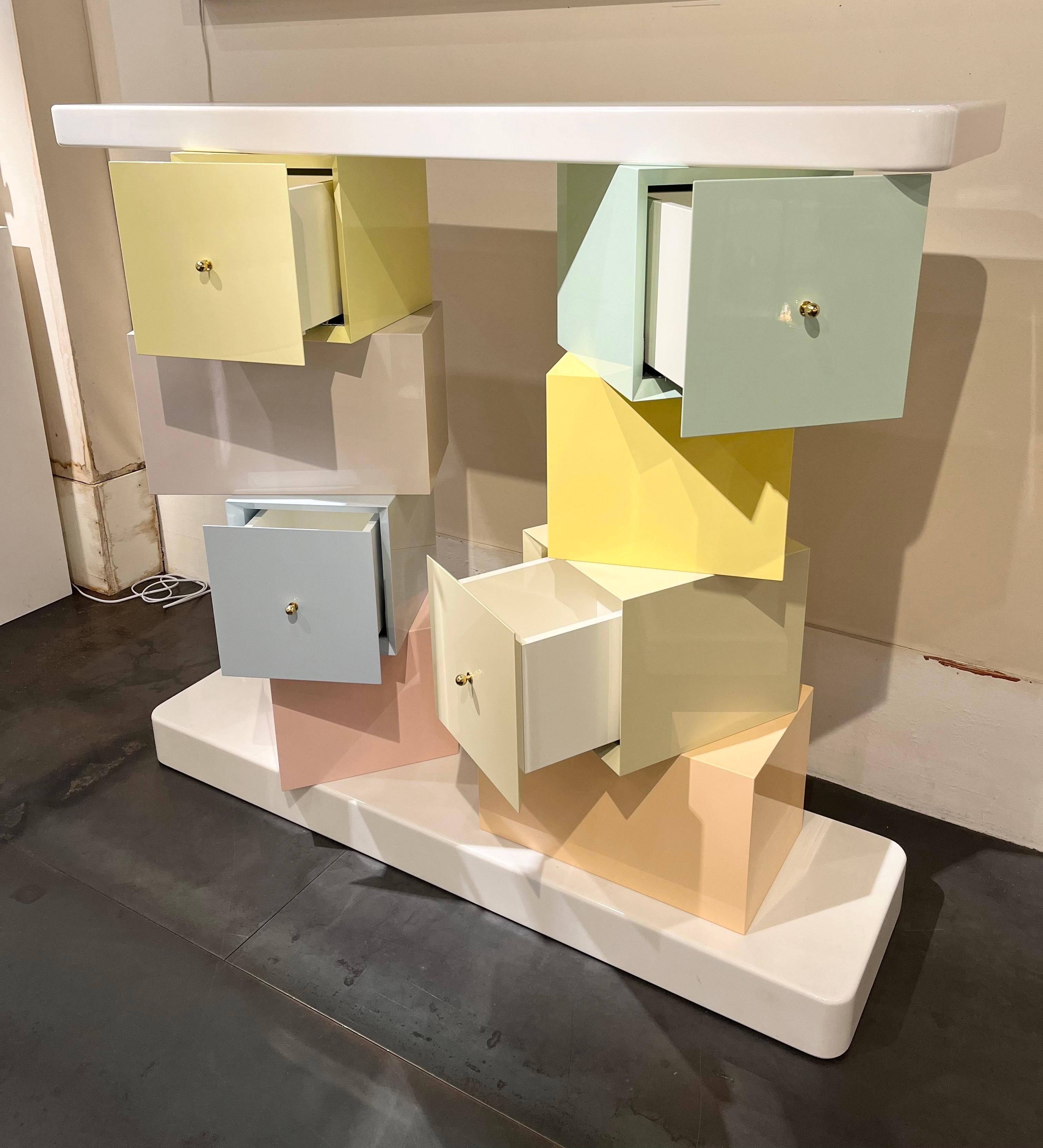 XXIe siècle et contemporain Ettore Sottsass, console cubica