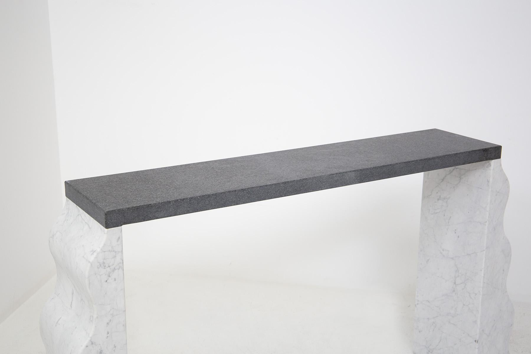 Ettore Sottsass Consolle in White and Black Marble Montenegro 4