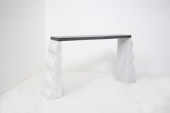 Ettore Sottsass Consolle in White and Black Marble Montenegro