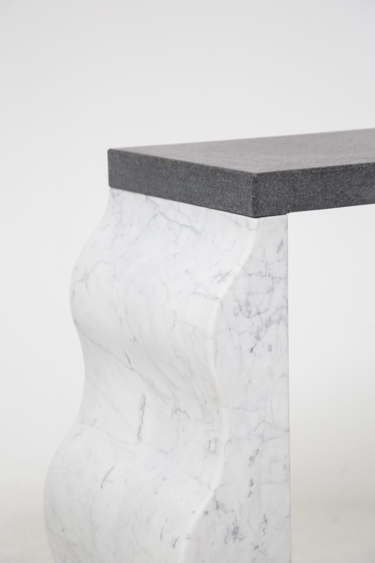 Ettore Sottsass Consolle in White and Black Marble Montenegro 2