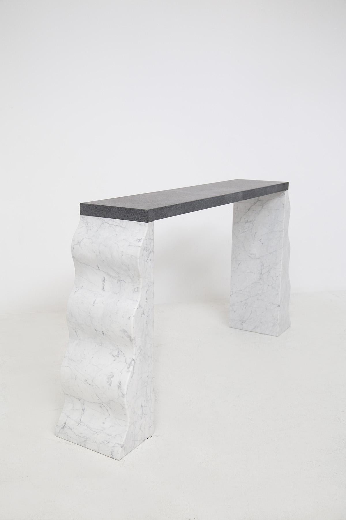 Ettore Sottsass Consolle in White and Black Marble Montenegro 3