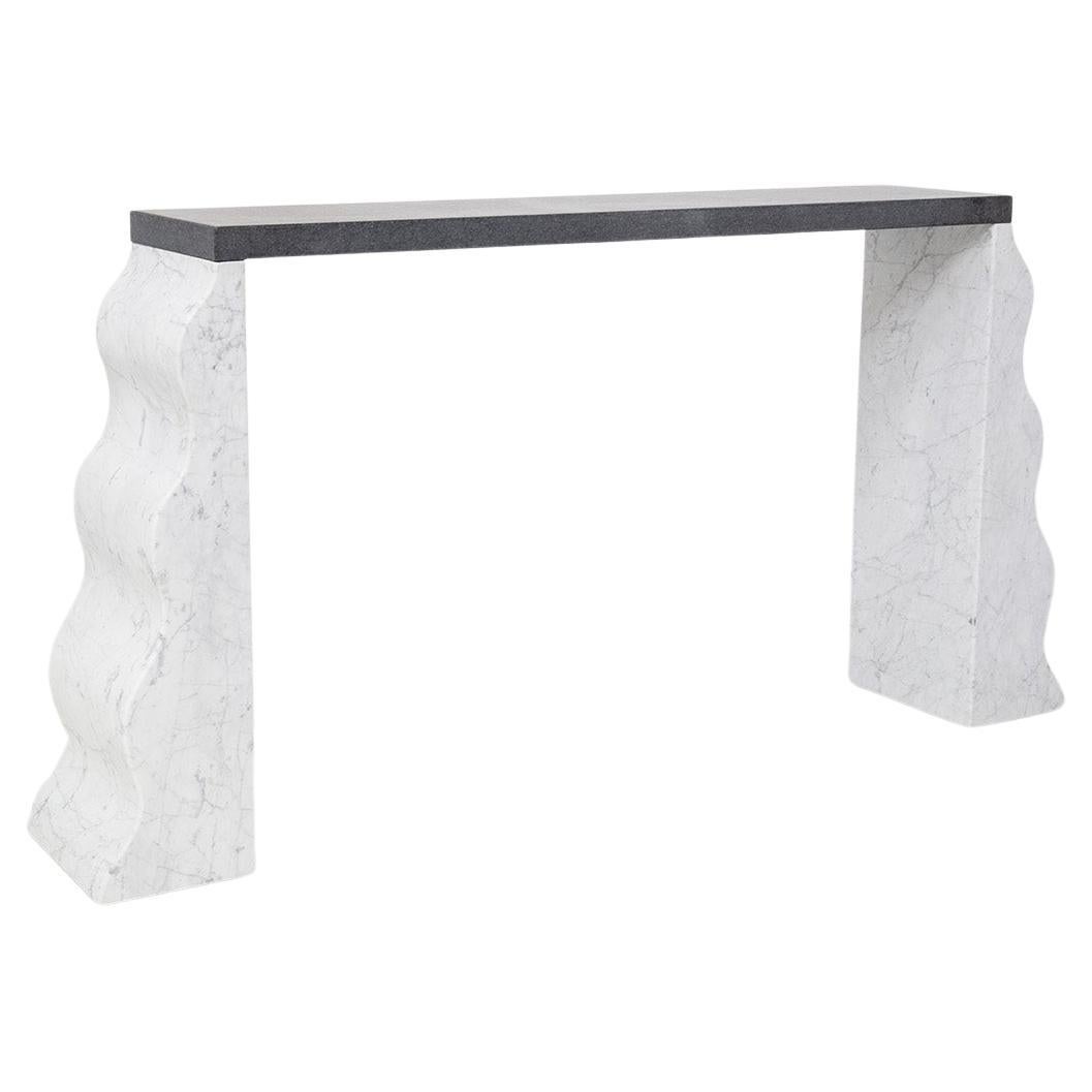 Ettore Sottsass Consolle in White and Black Marble Montenegro