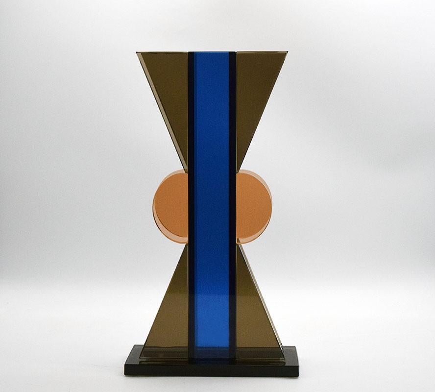 Italian Ettore Sottsass crystal vase for Fontana Arte 1970s For Sale