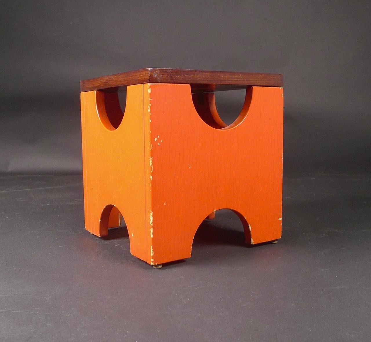 Mid-20th Century Ettore Sottsass, Dado Stool, model T29, completely original 1960s example For Sale