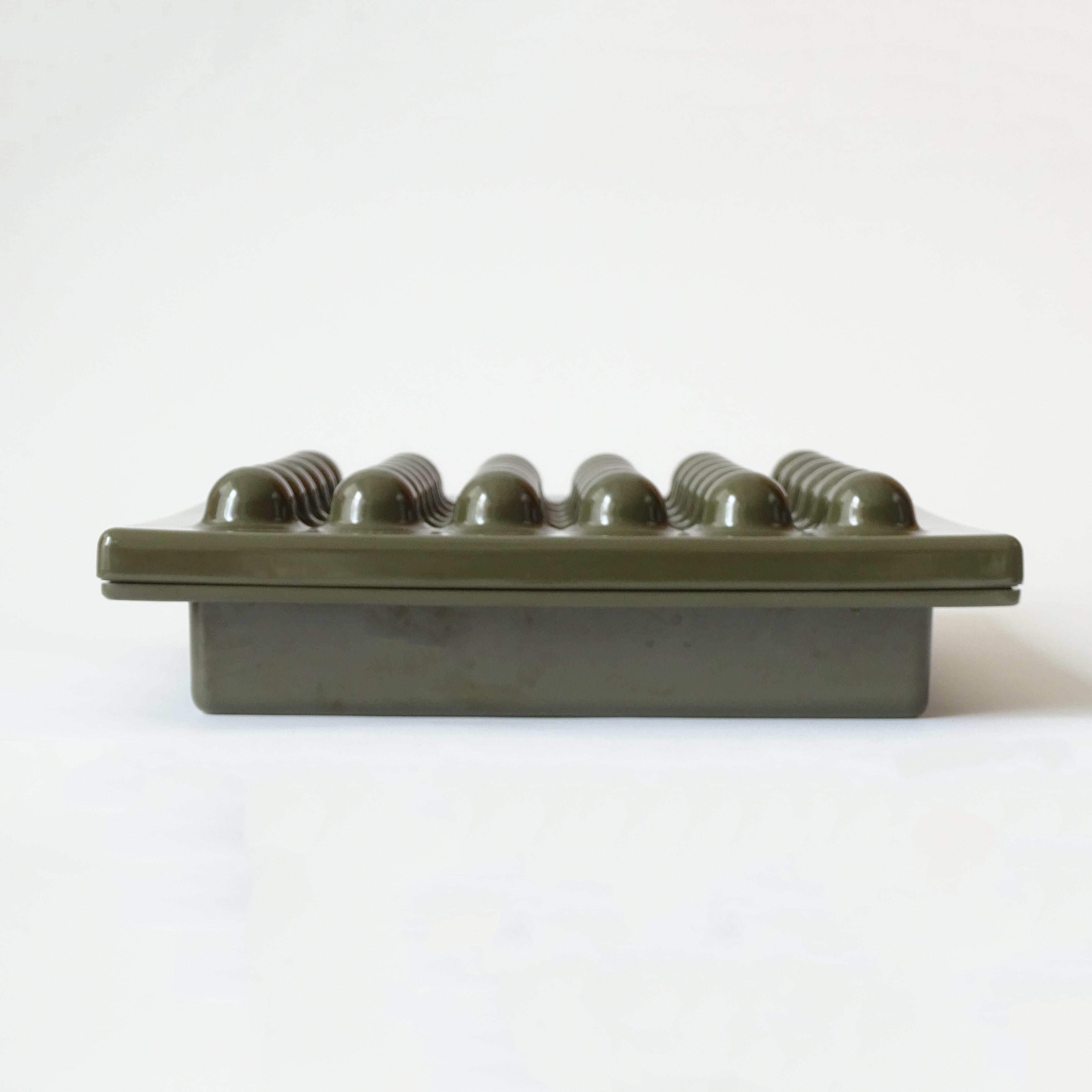 Postmoderno Ettore Sottsass Dark Olive Green Olivetti Synthesis Ashtray, Italy 1970s in vendita
