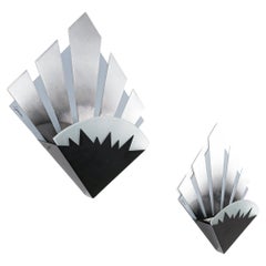 Ettore Sottsass Fiorucci Memphis Black Glass Wall Light 3x Targetti Sankey, 1980