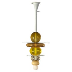 Lampadario moderno in vetro giallo Ettore Sottsass Firenze per Venini