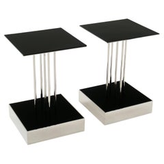 Ettore Sottsass Mobile 5-B Side Tables, Pair Oak Design Edizion