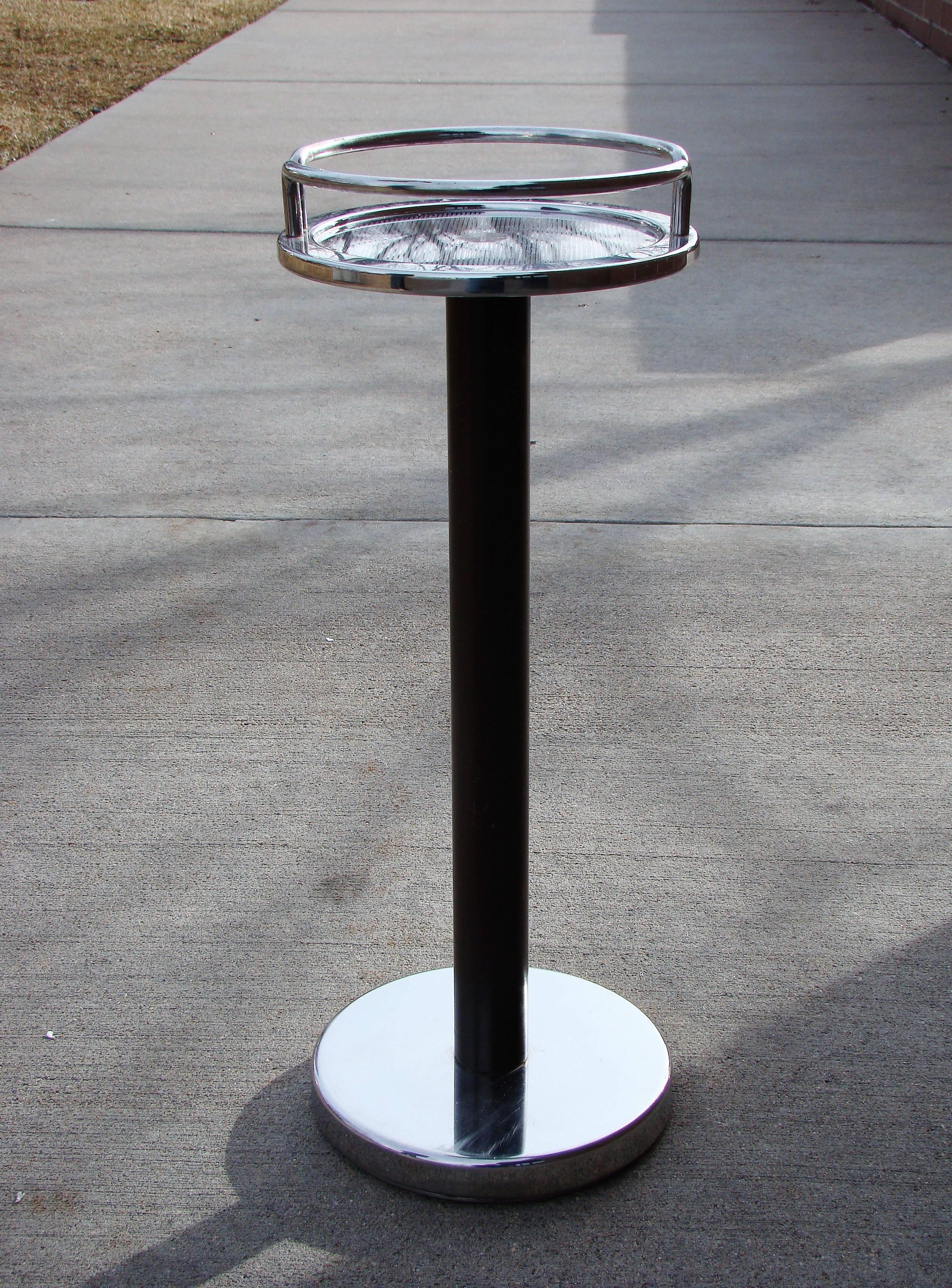 Beautiful vintage chrome cocktail side table or wine stand by Ettore Sottsass for Alessi Italy, circa 1979.