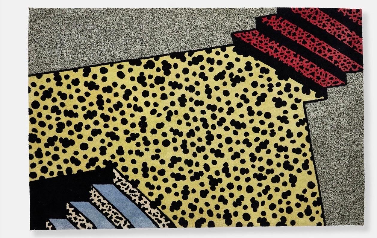 Postmoderne Ettore Sottsass pour les éditions Elisée, tapis Stairs, laine, édition limitée, Royaume-Uni, 1985. en vente