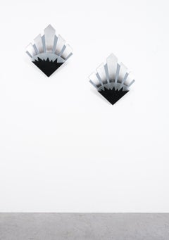 Ettore Sottsass Fiorucci Memphis Black Glass Wall Light 3x Targetti Sankey, 1980