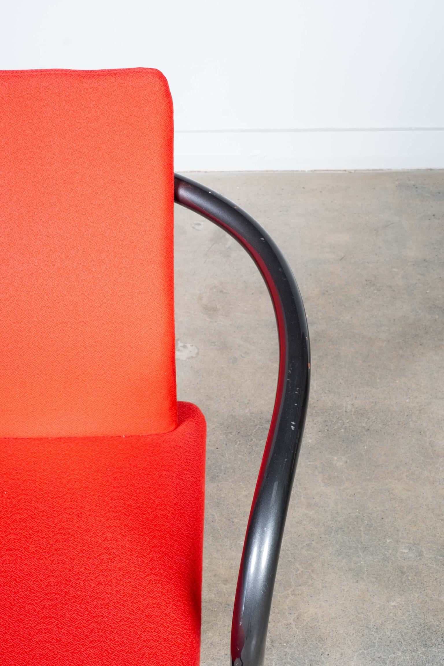 Ettore Sottsass pour Knoll, ensemble de 6 chaises mandarines en tissu rouge d'origine en vente 3
