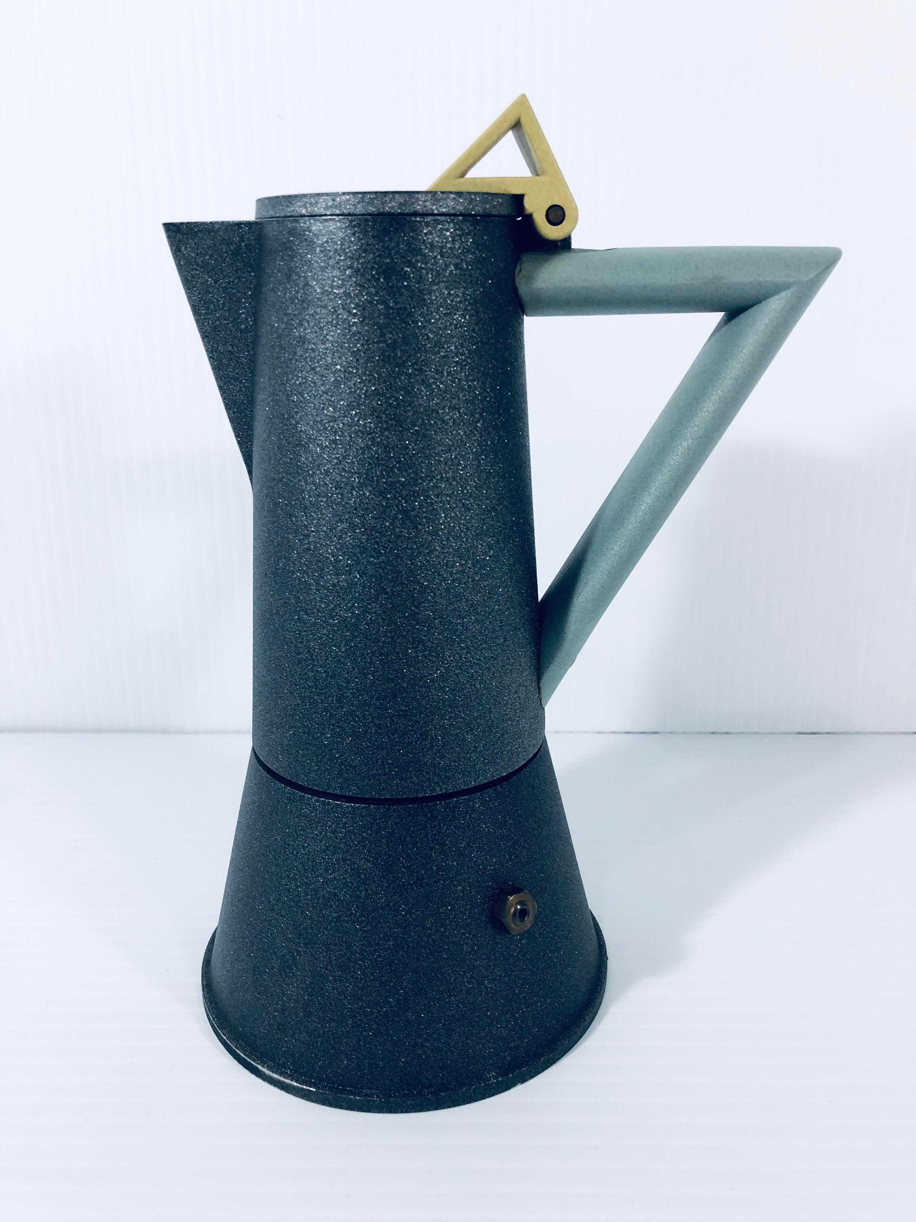 Lagostina espresso pot with original metal filter designed by Ettore Sottsass.