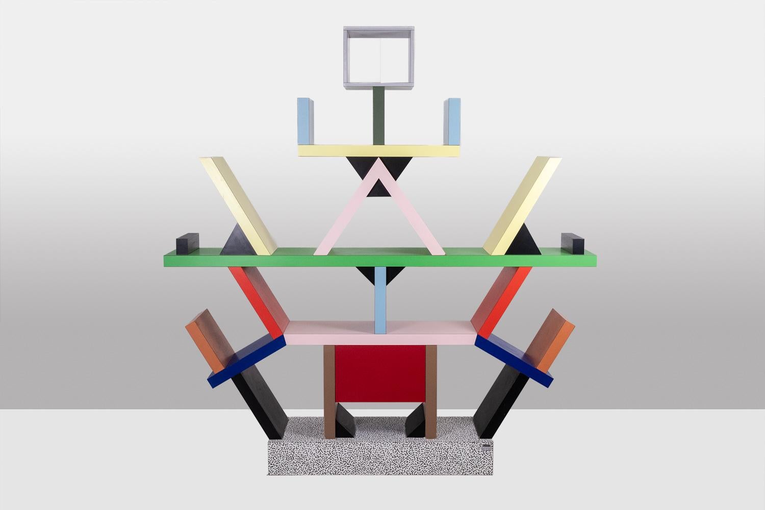 Wood Ettore Sottsass for Memphis. Carlton Library. Year 1981.
