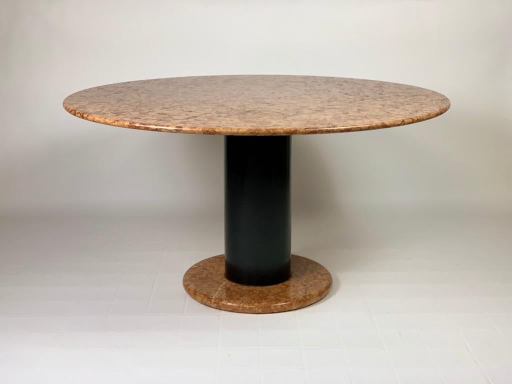 Mid-Century Modern Ettore Sottsass for Poltronova Midcentury Italian Loto Rosso Round Marble Table For Sale