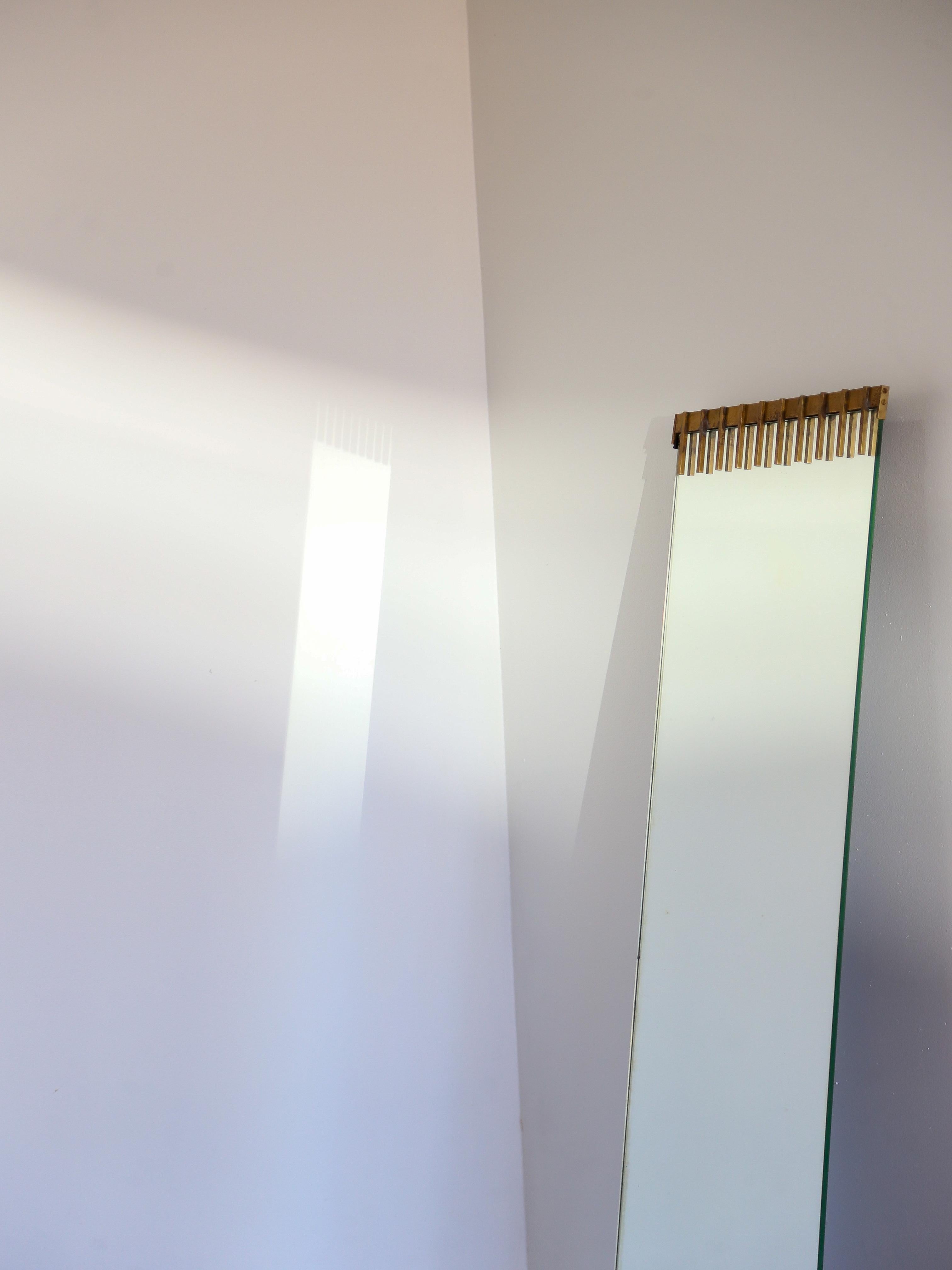Ettore Sottsass for Santambrogio De Berti Brass and Glass Wall Mirror  7