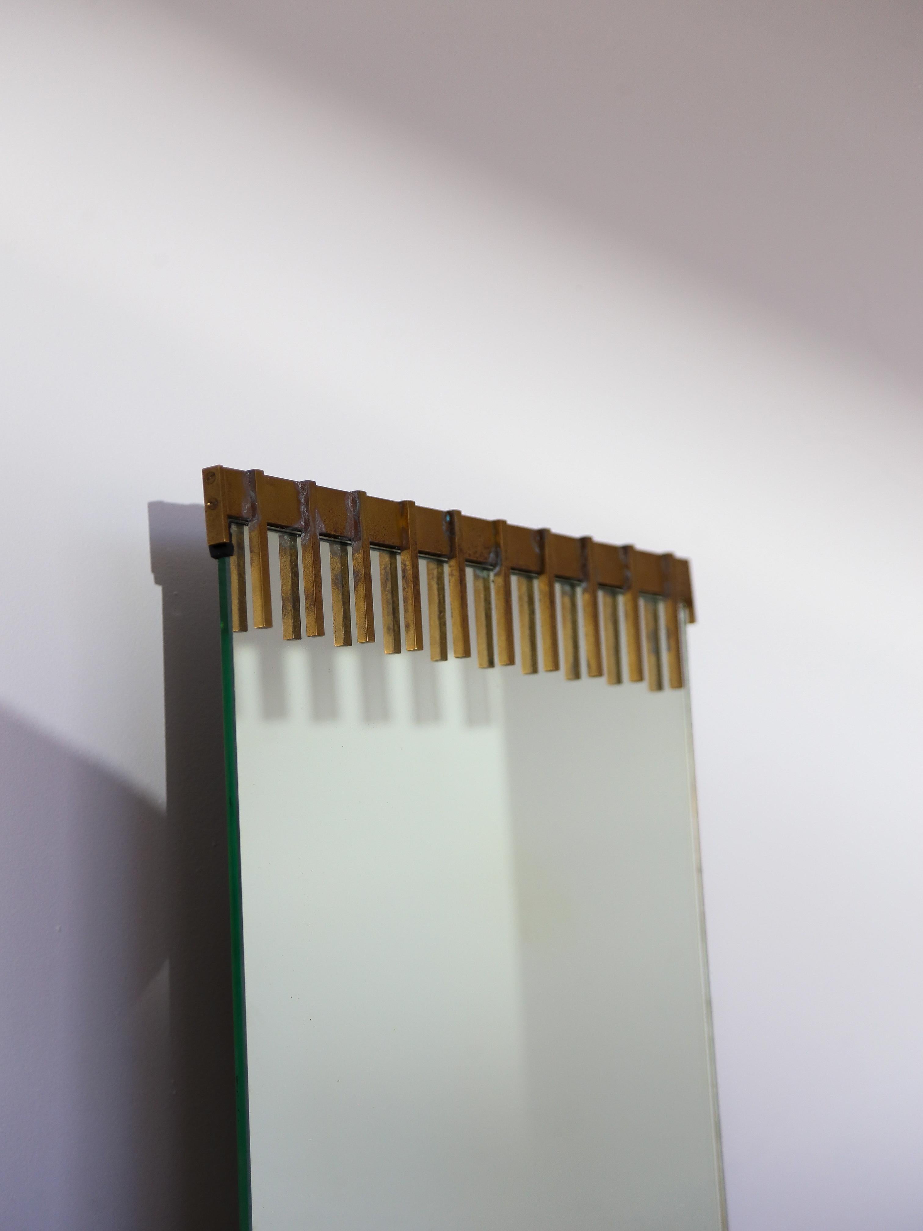 Ettore Sottsass for Santambrogio De Berti Brass and Glass Wall Mirror  11