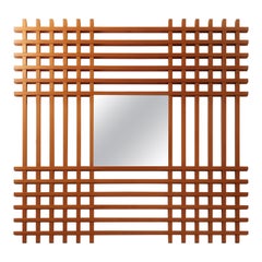 Ettore Sottsass for Santambrogio & De Berti "Oak" Wood Wall Mirror, Italy 1960s