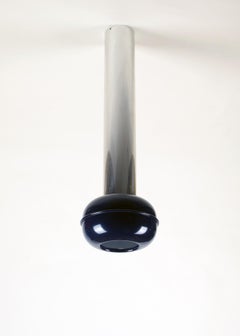 Ettore Sottsass for Stilnovo, 'Manifesto' Ceiling Lamp, 1970, Short Blue Version