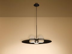 Ettore Sottsass for Stilnovo painted and chromed metal chandelier 1970
